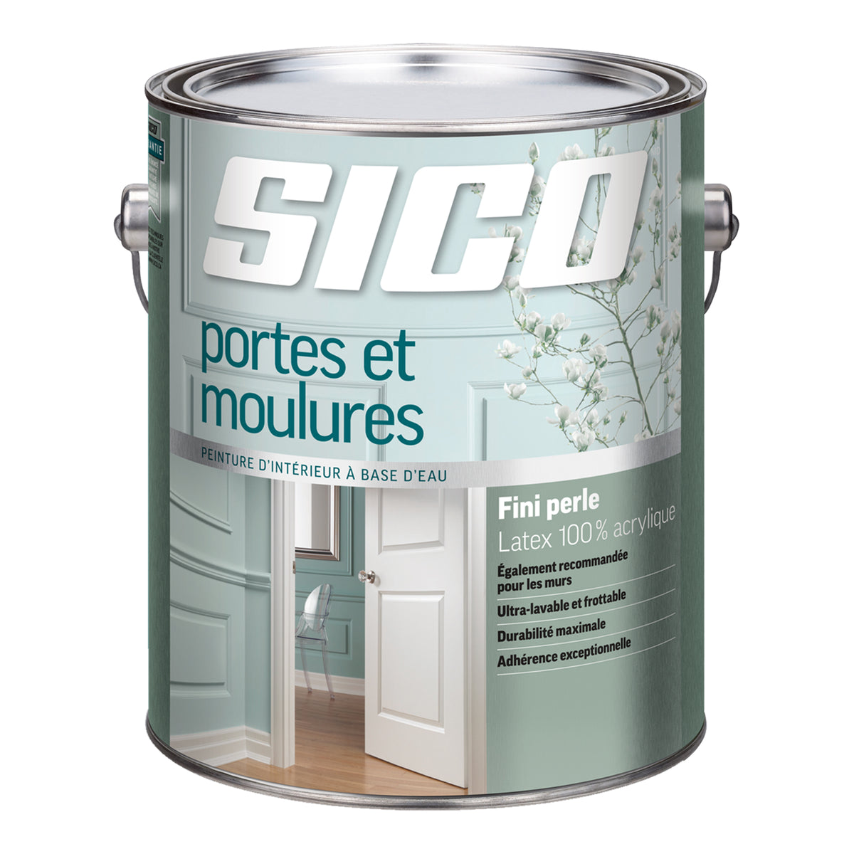 Peinture d&#39;intérieur pour portes et moulures au fini Perle, Mélange prêt blanc 3,78 l