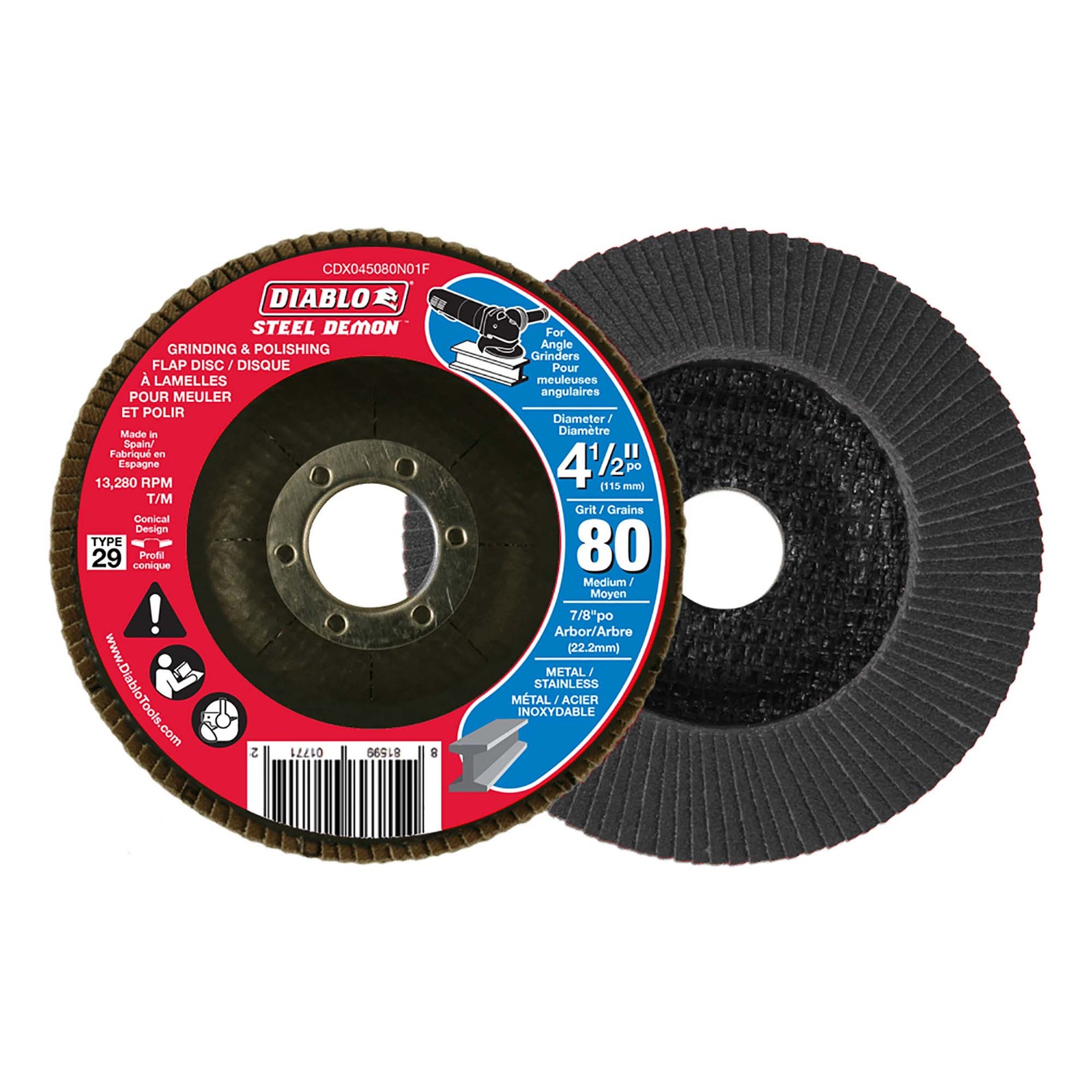 Disque à lamelles Diablo Steel Demon de 4-1/2", à grains 80