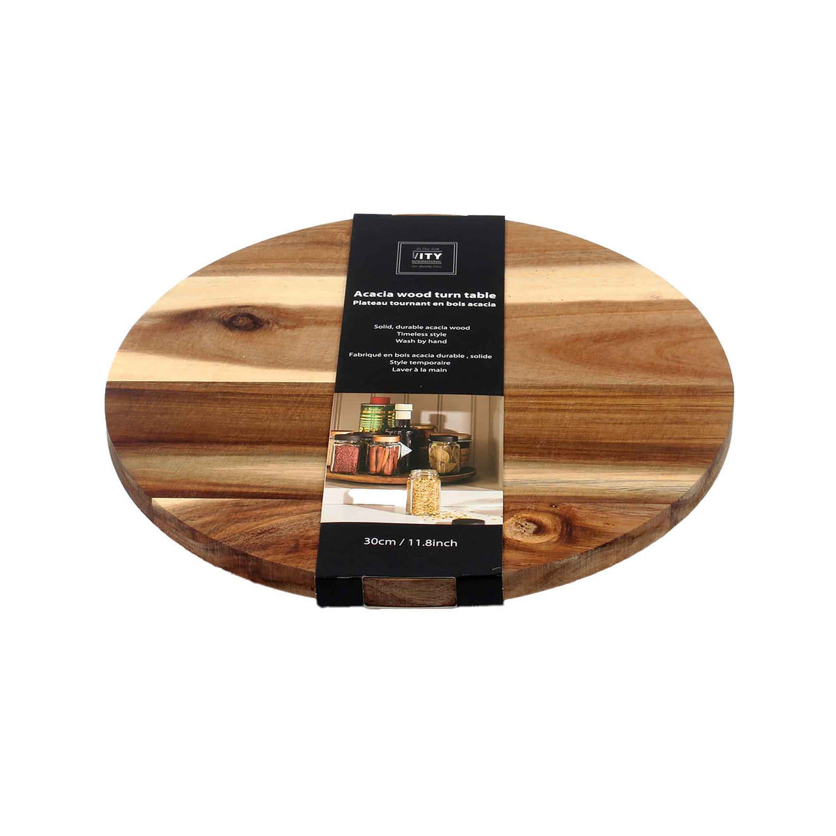 Plateau tournant en bois d'acacia, 11,8" 