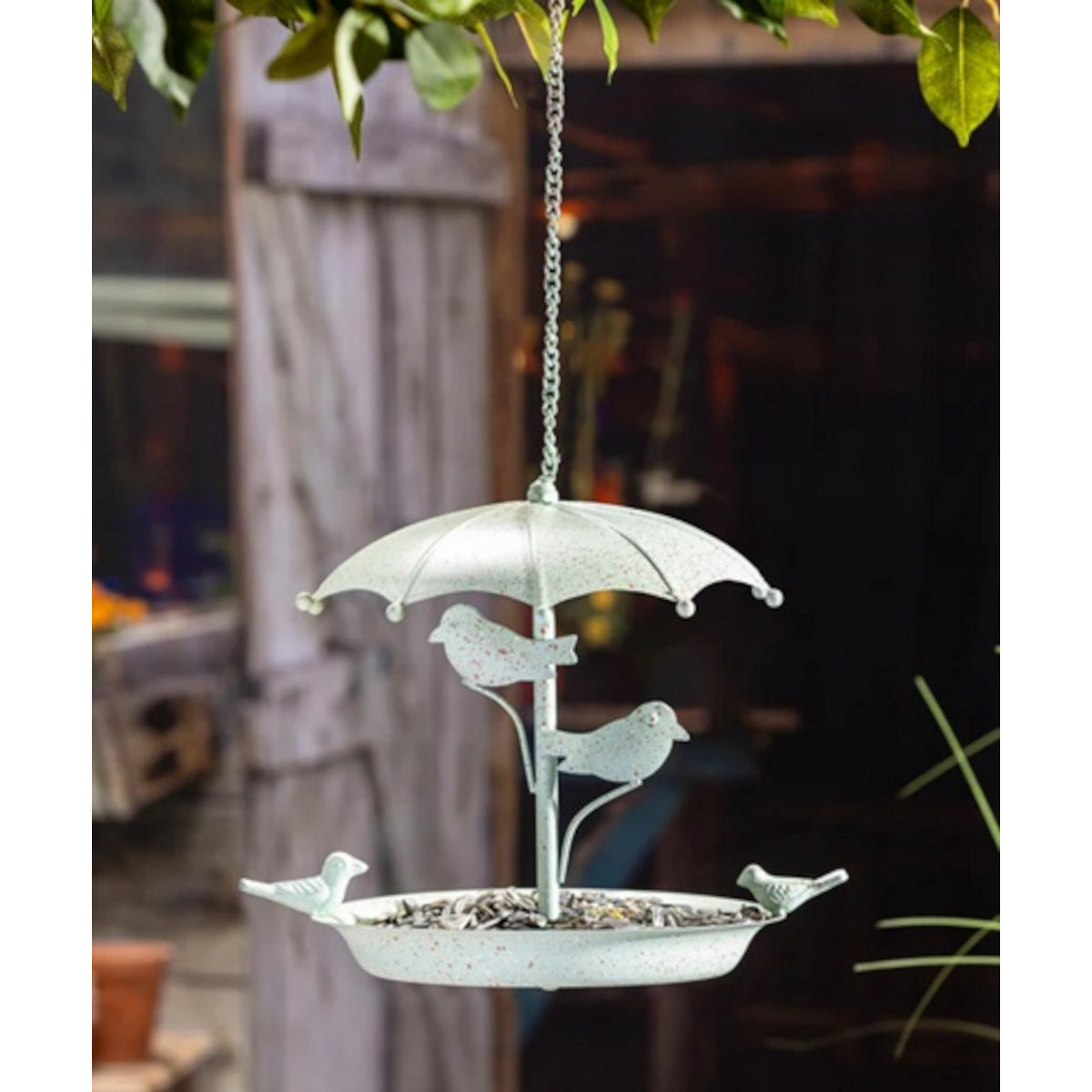 Mangeoire à oiseaux, parapluie suspendu en métal