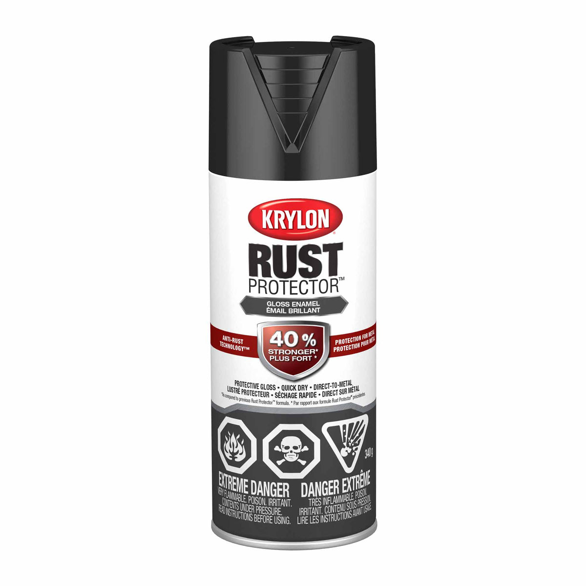 Krylon Rust Protector aérosol émail brillant noir, 340 g