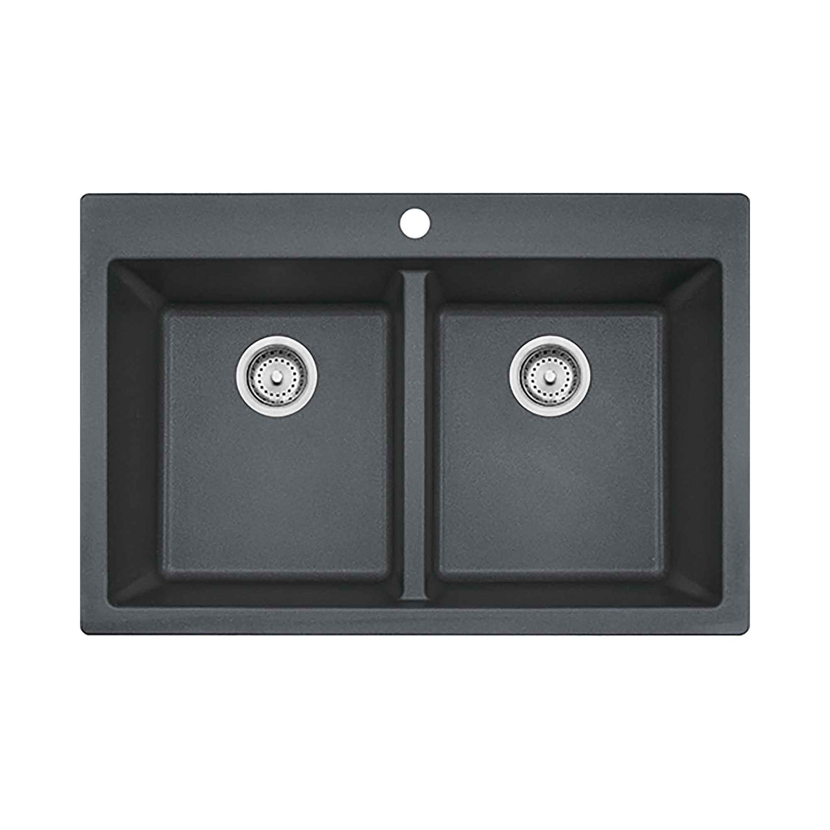 Évier double en granite de couleur graphite à deux méthodes d’installation