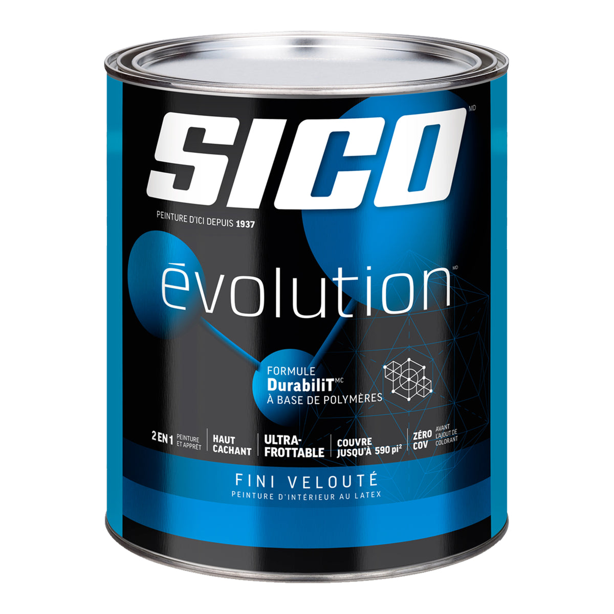 SICO Évolutionᴹᴰ Peinture blanc pur fini veloutée/Coquille d&#39;œuf 946 ml