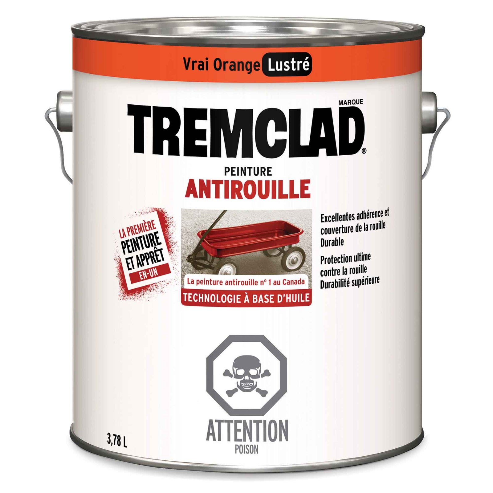 Peinture antirouille à base d'huile vrai orange lustré, 3,78 L