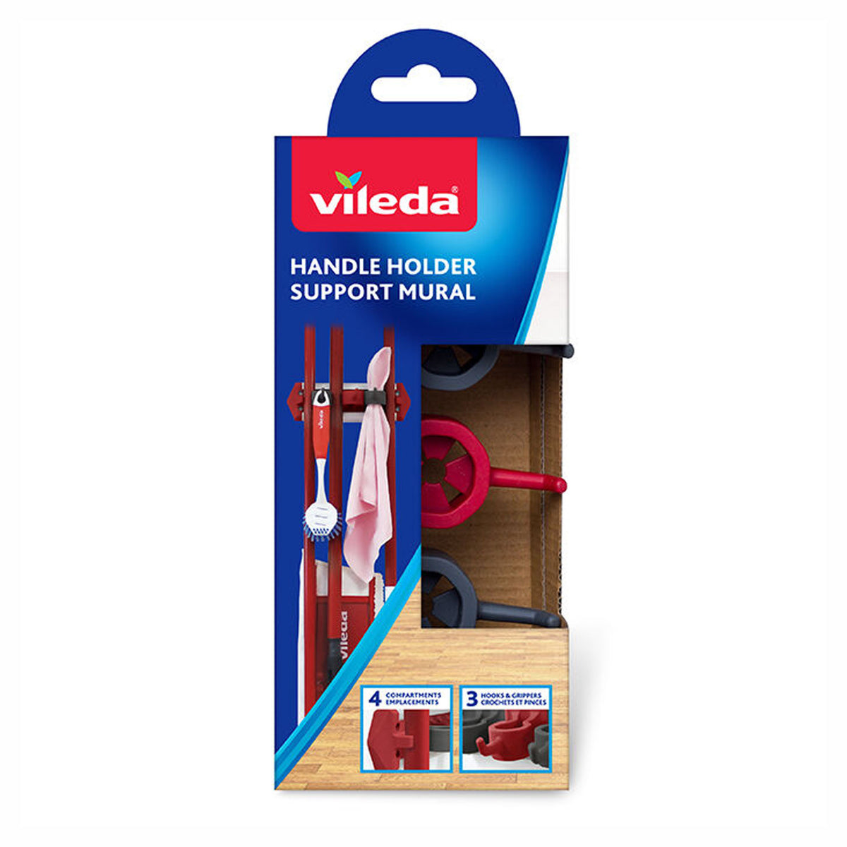 Support mural pour balais et vadrouilles, 9" x 4" x 2-3/4"