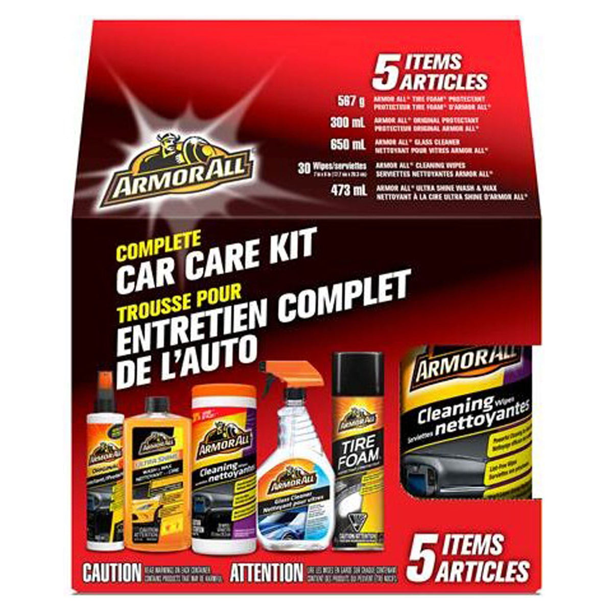 Trousse pour l'entretien complet de l'auto, 5 pièces