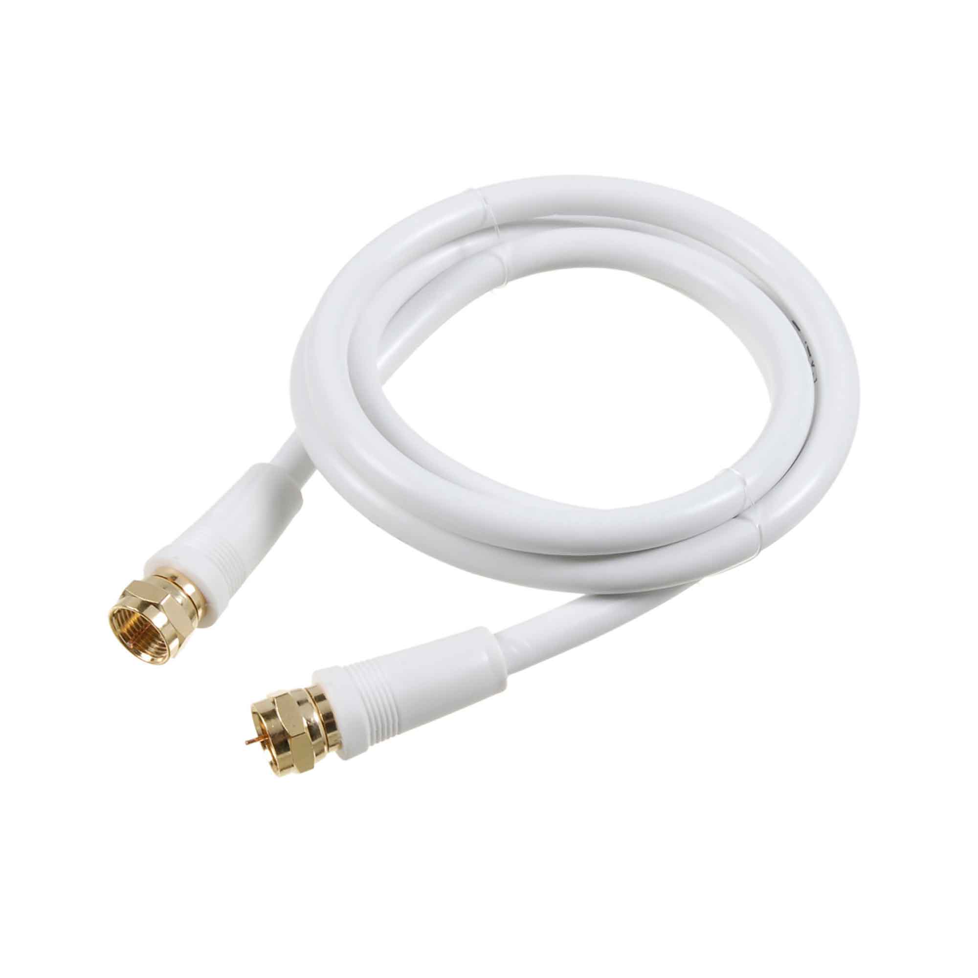 Cable coaxial RG6 avec fiches F blanc , 25'