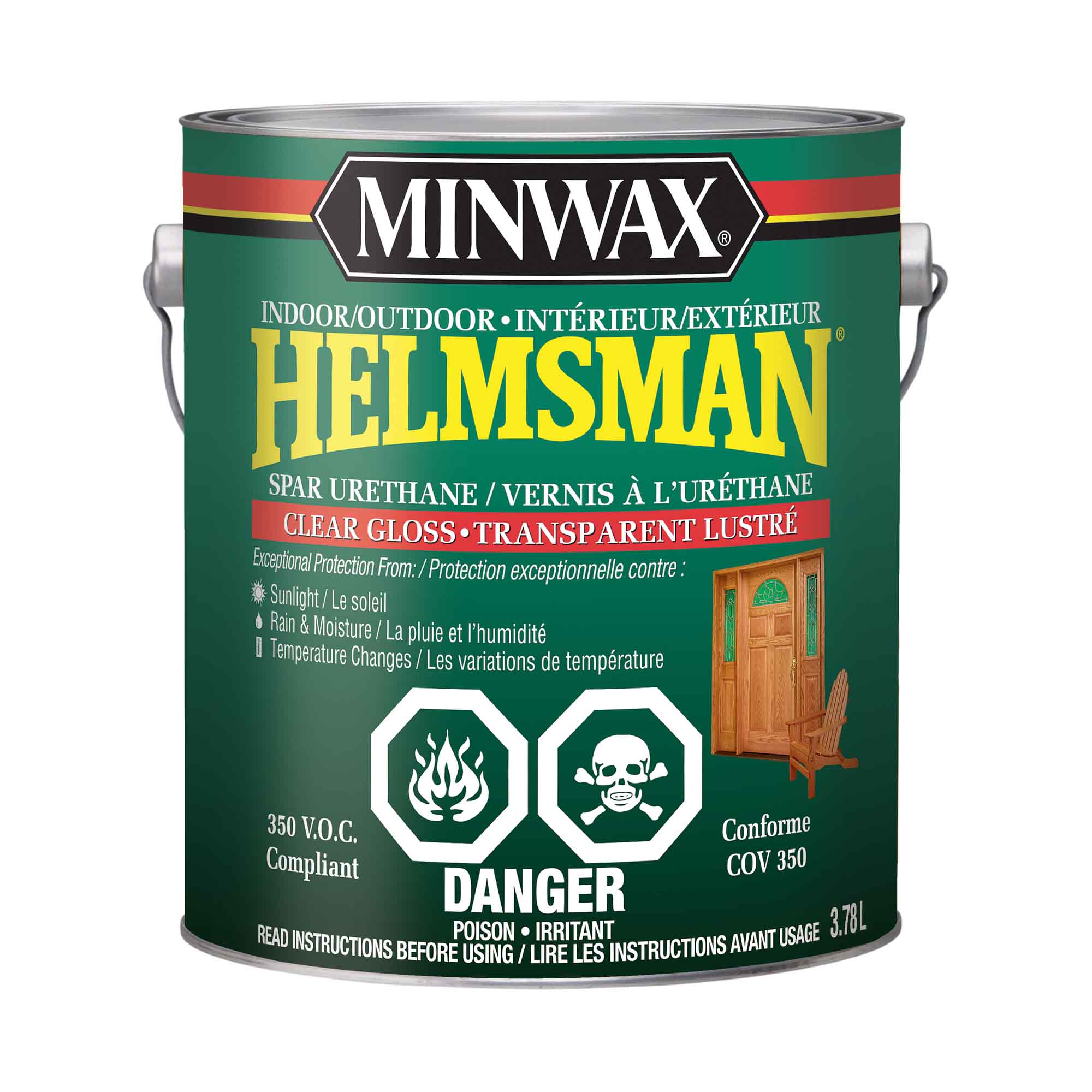 Minwax Helmsman intérieur / extérieur vernis uréthane transparent lustré, 3,78 L