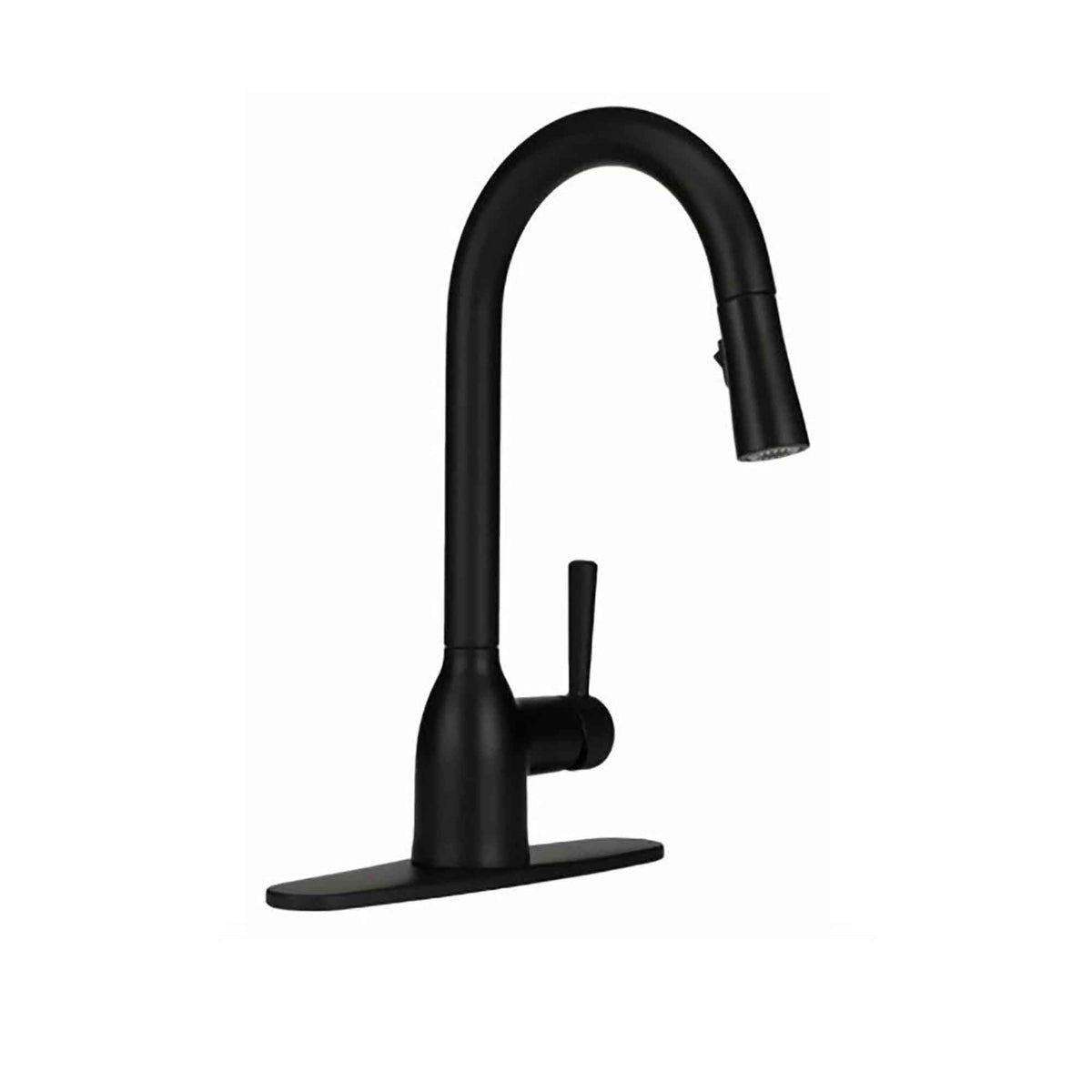 Robinet de cuisine à 1 poignée Adler à grande arche avec bec amovible, noir mat