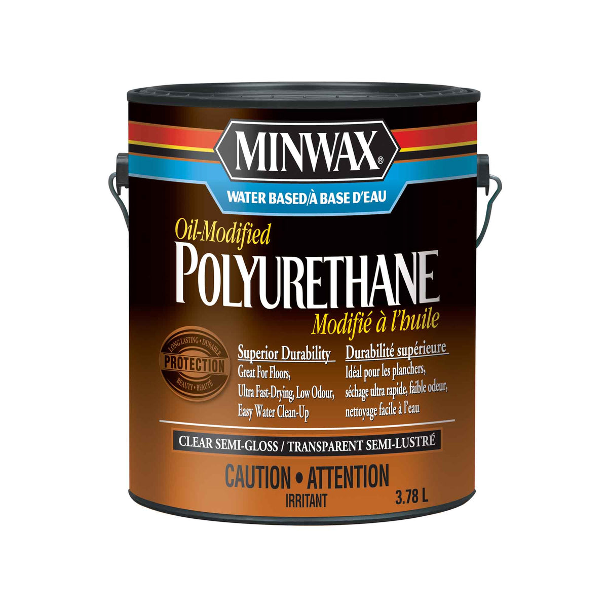 Minwax polyuréthane modifié à l&#39;huile à base d&#39;eau transparent semi-lustré, 3,78 L