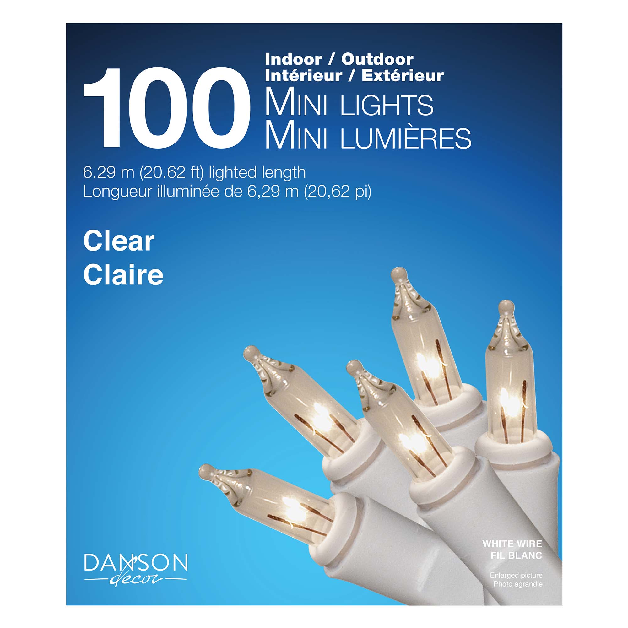 Jeux de 100 mini lumières incandescentes claires, 6,29 m