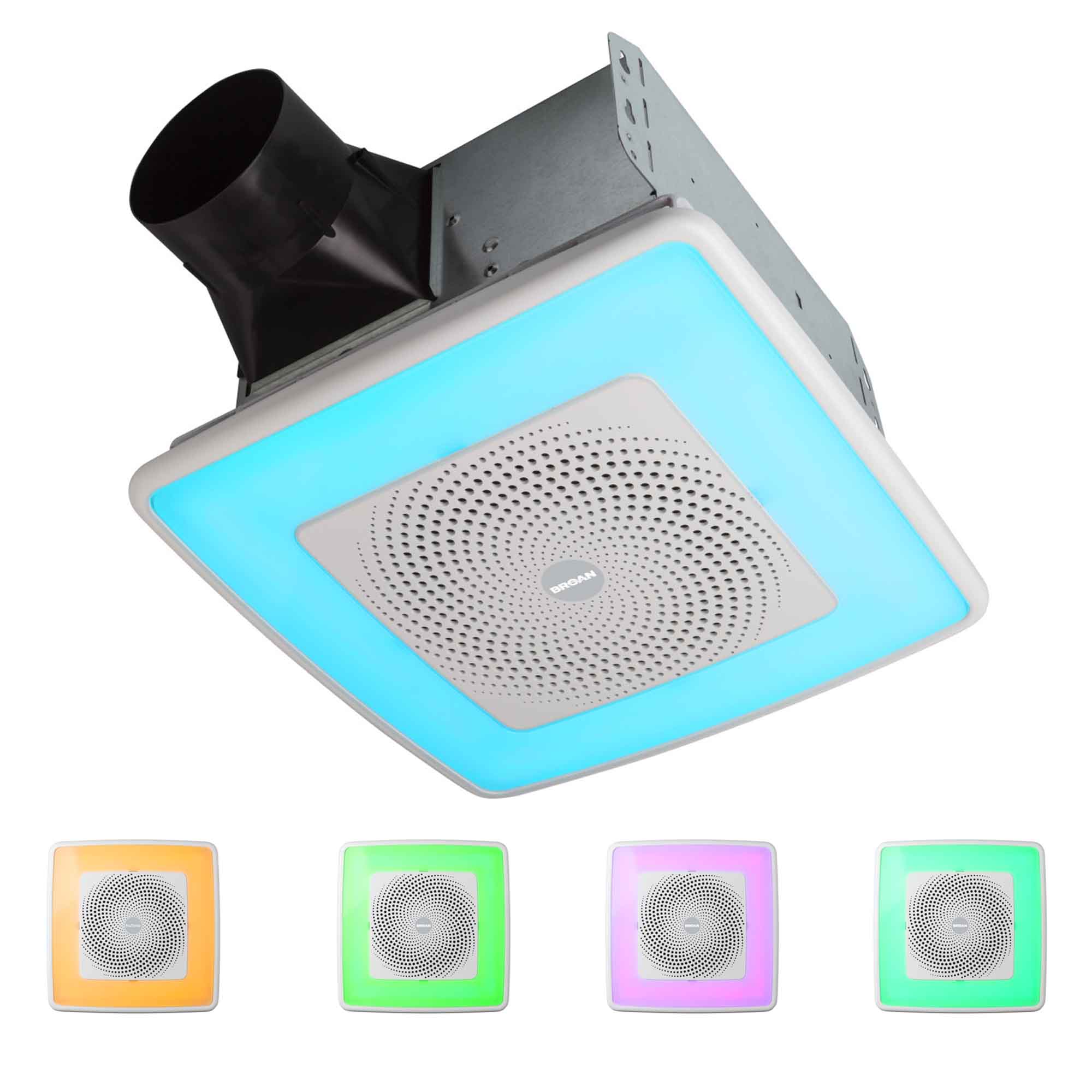 Ventilateur de salle de bain Chroma Confort avec haut-parleur Bluetooth et lumière changeant de couleur, 110 pi³/min