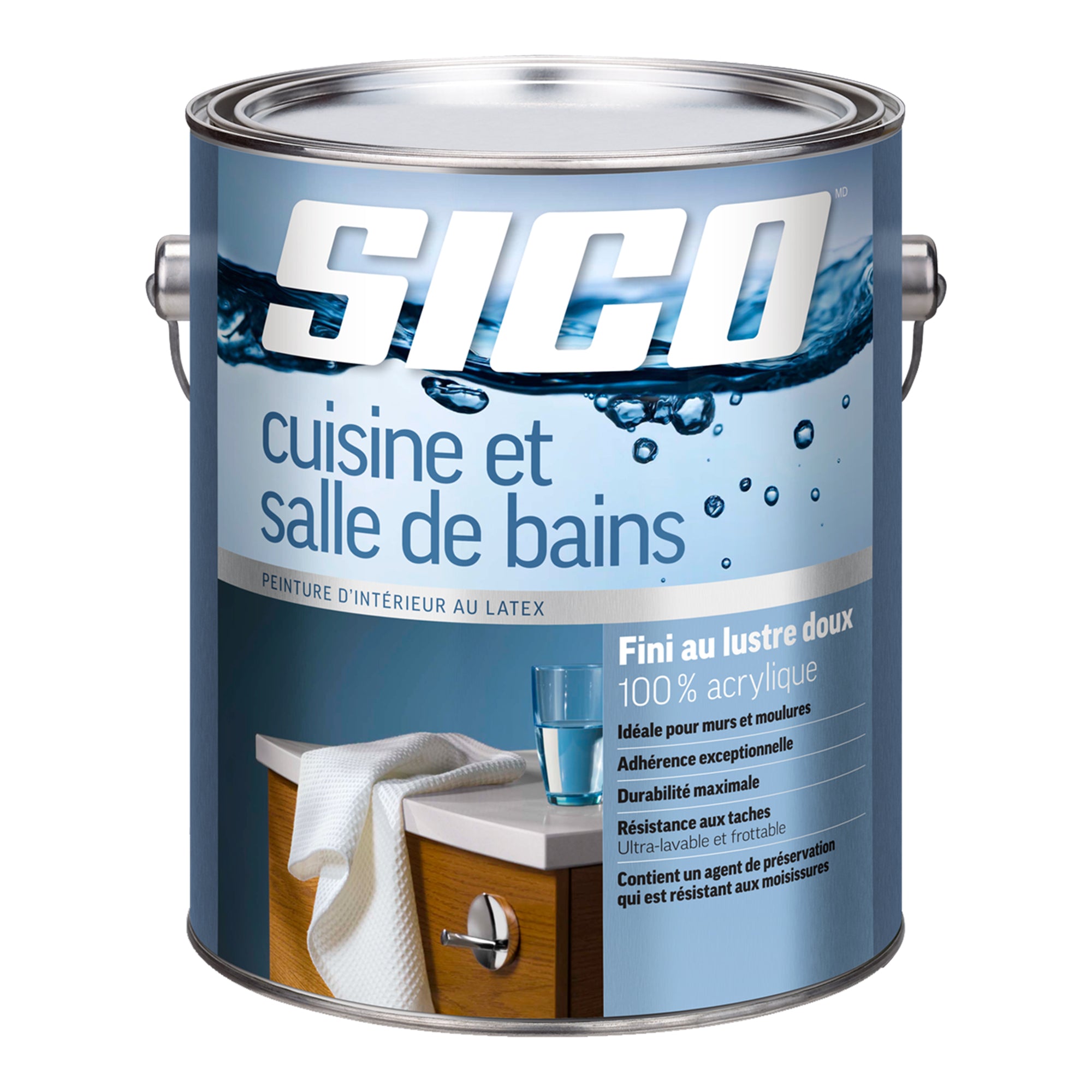 Peinture pour cuisine et salle de bain au fini lustre doux, base neutre 3,78 l