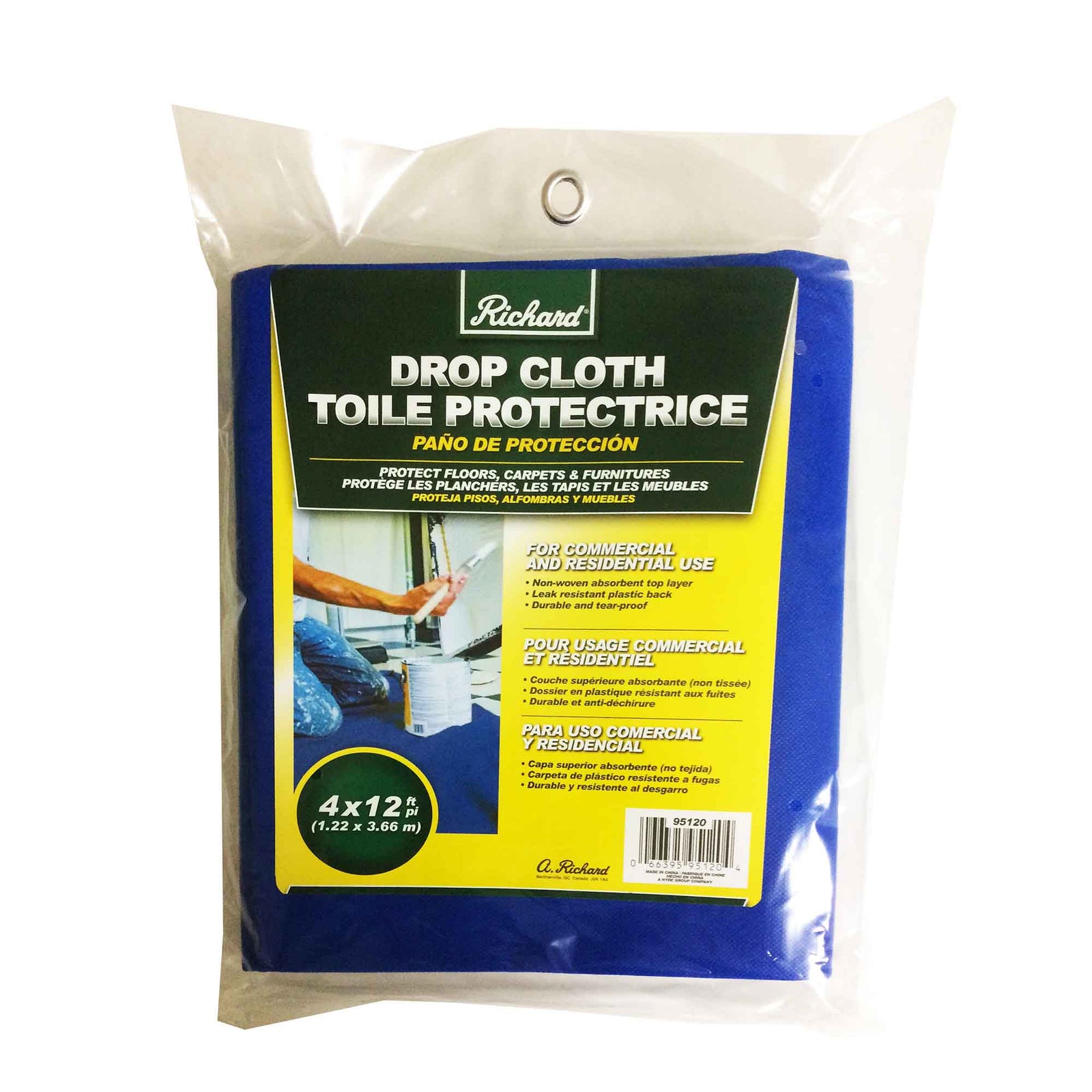 Toile de protection en plastique ultra robuste pour peintre, 4' x 12'