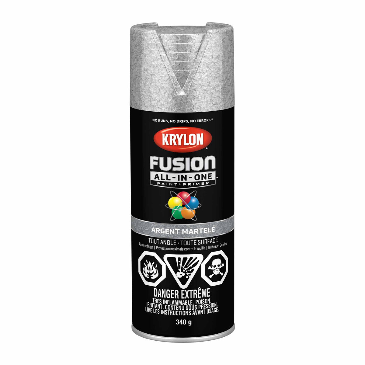 Krylon Fusion All-In-One aérosol argent martelé, 340 g