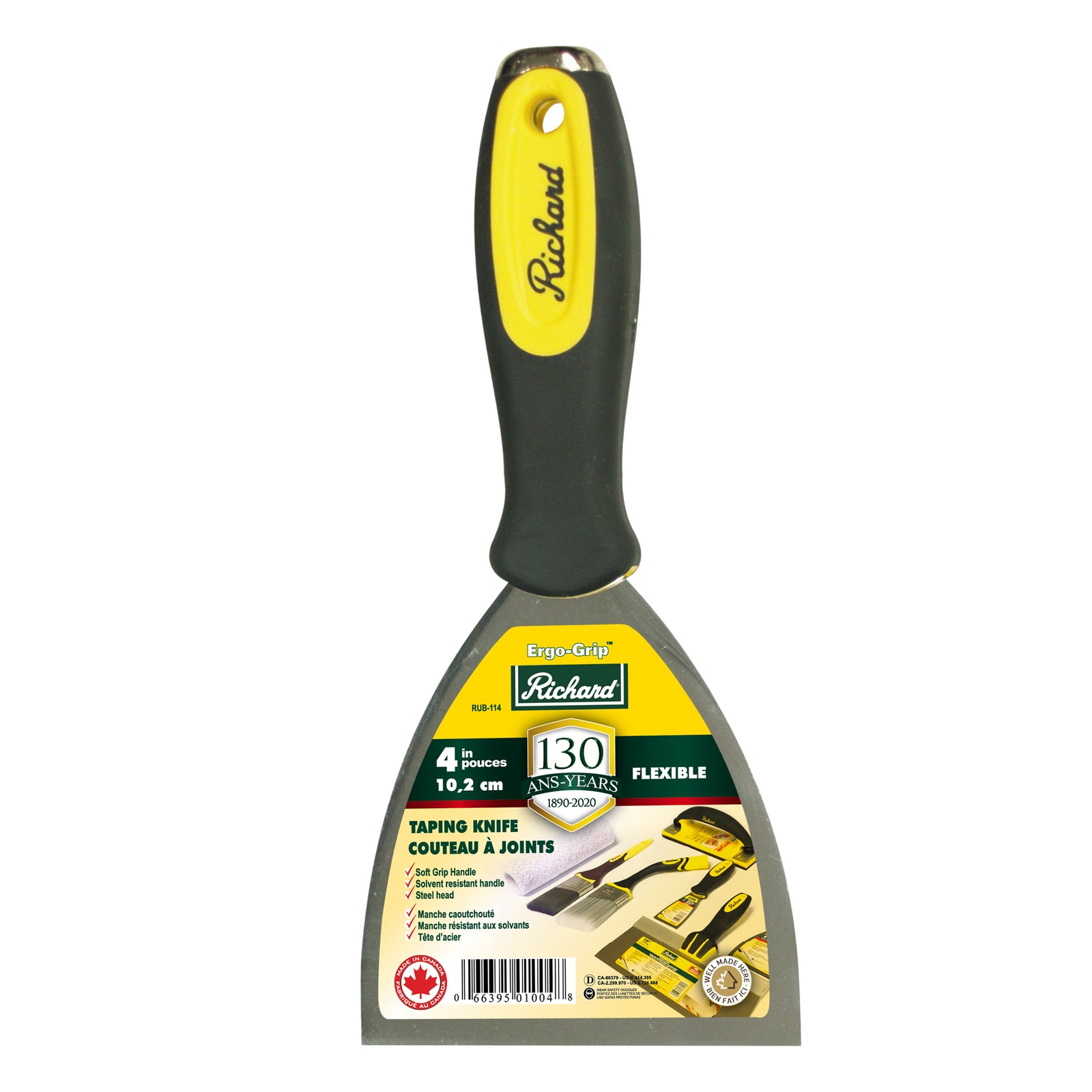 Couteau à joints Ergo-Grip avec tête en acier, lame carbone flexible de 4'' (10,2 cm)