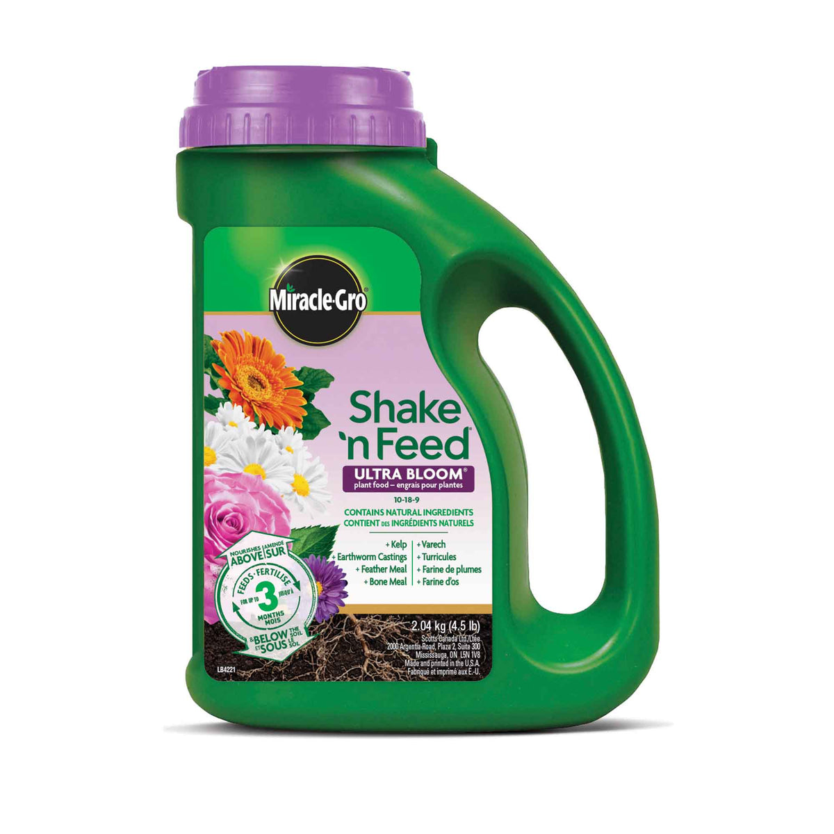 Engrais pour plantes Shake N Feed Ultra Bloom Miracle-Gro 10-18-9, 2,04 kg