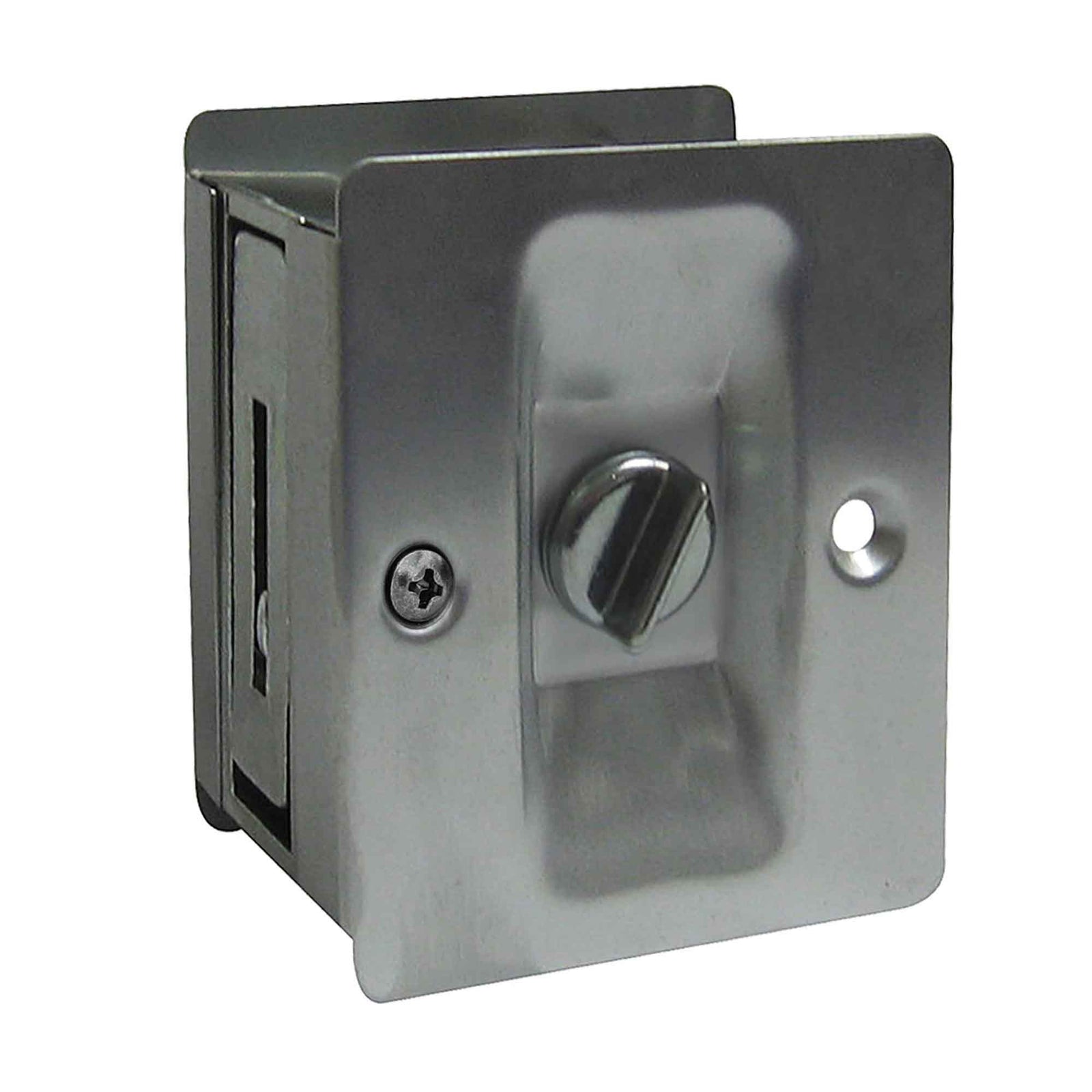 Poignée carrée avec loquet pour porte escamotable, chrome satiné