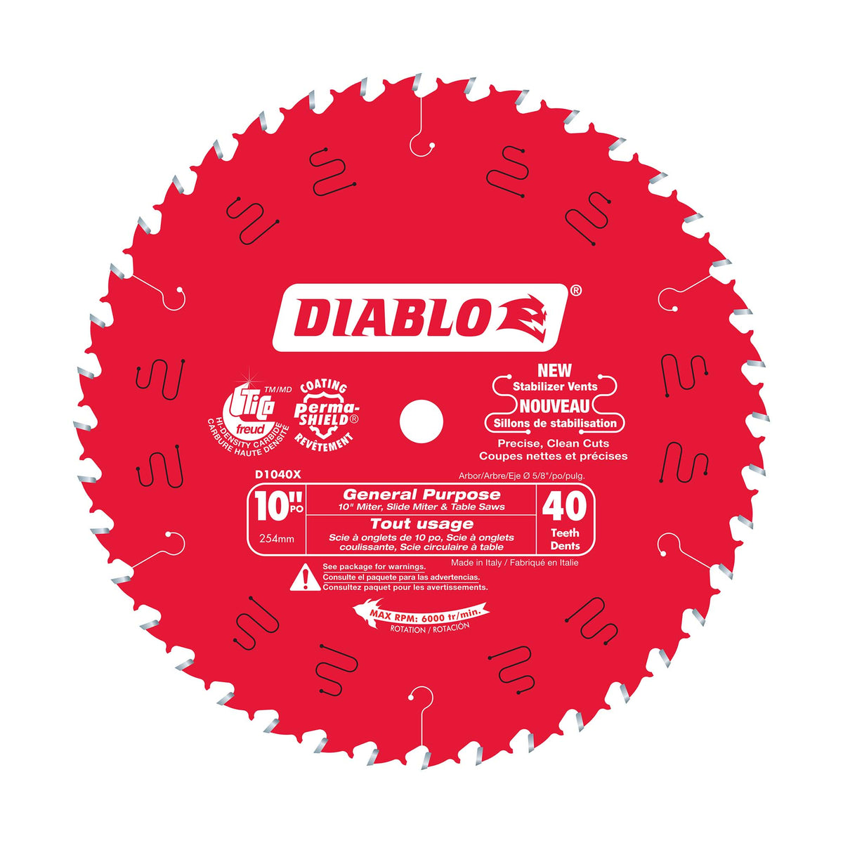 Lame circulaire tout usage Diablo de 10" à 40 dents