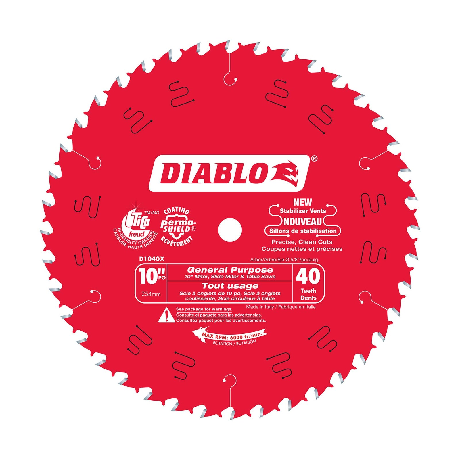 Lame circulaire tout usage Diablo de 10" à 40 dents