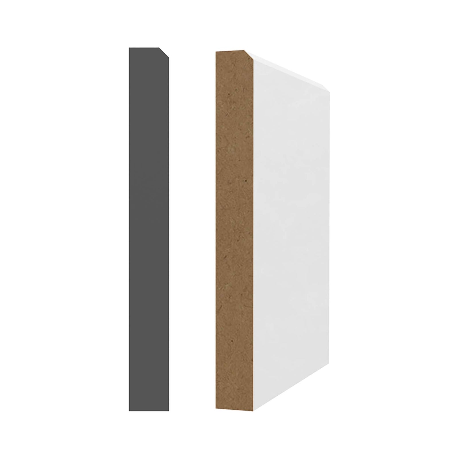 Plinthe en MDF, apprêt blanc 1/2''x4-1/2''x8'  