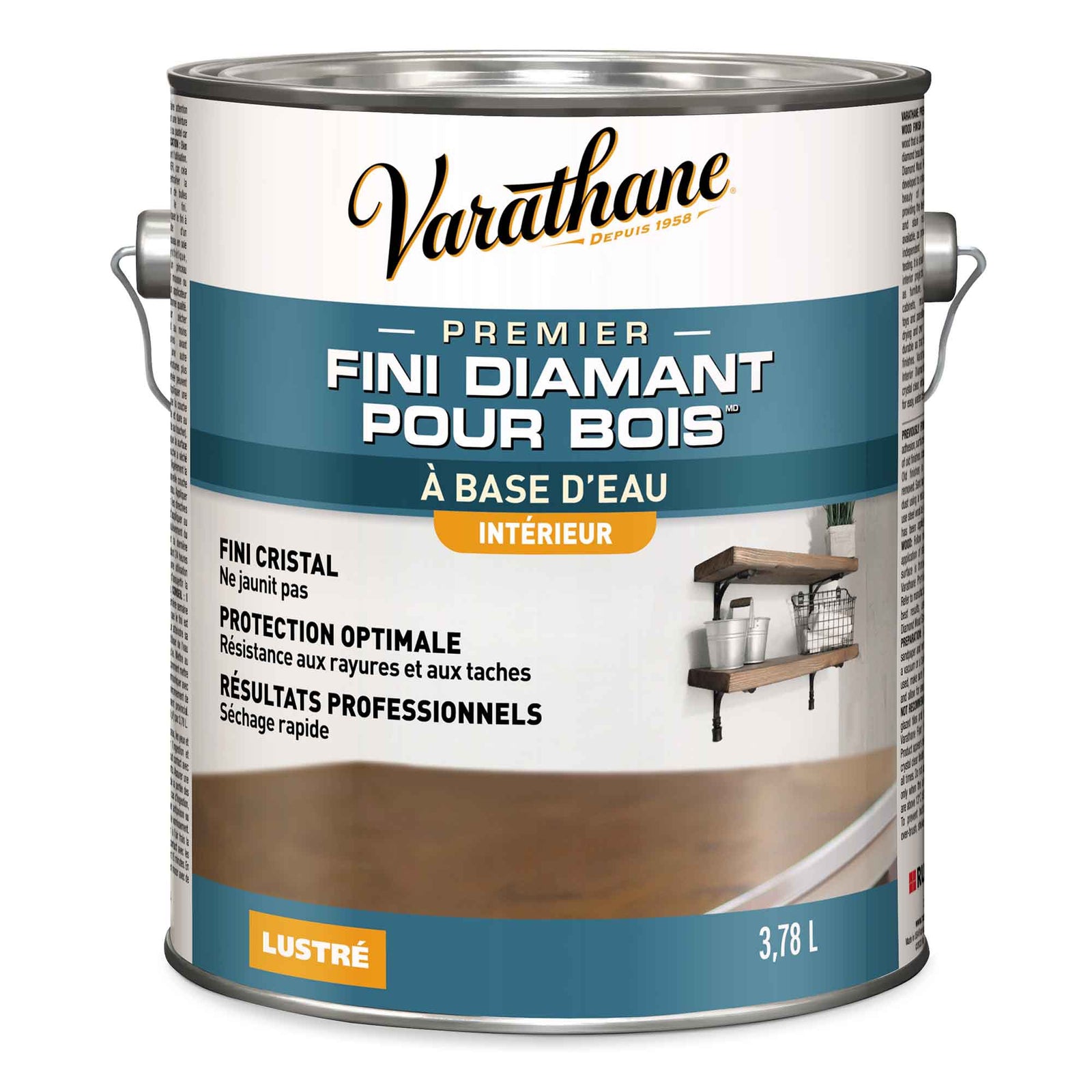 Fini diamant pour bois d'intérieur à base d'eau lustré, 3,78 L