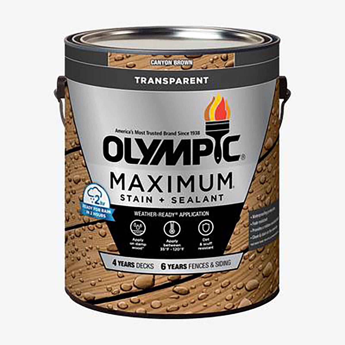 Teinture et scellant Maximum pour terrasses, clôtures et parements transparent, 3,78 L (brun canyon)