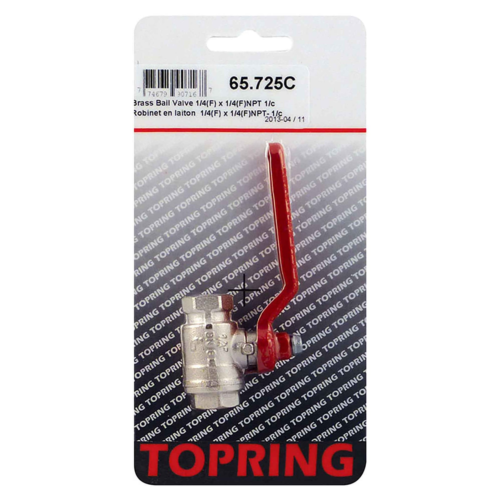 Robinet en laiton à quart de tour pour air comprimé, 1/4 (F) x 1/4 (F) NPT