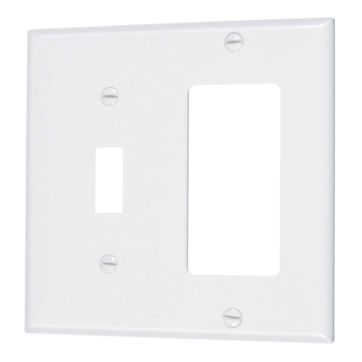 Plaque murale pour interrupteur standard et décoratif combiné, blanc