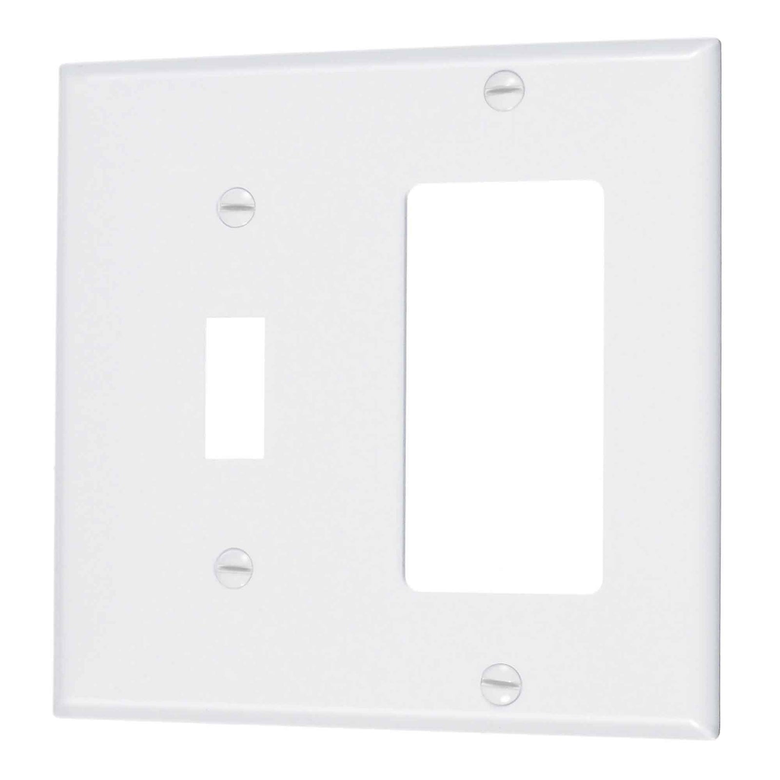 Plaque murale pour interrupteur standard et décoratif combiné, blanc