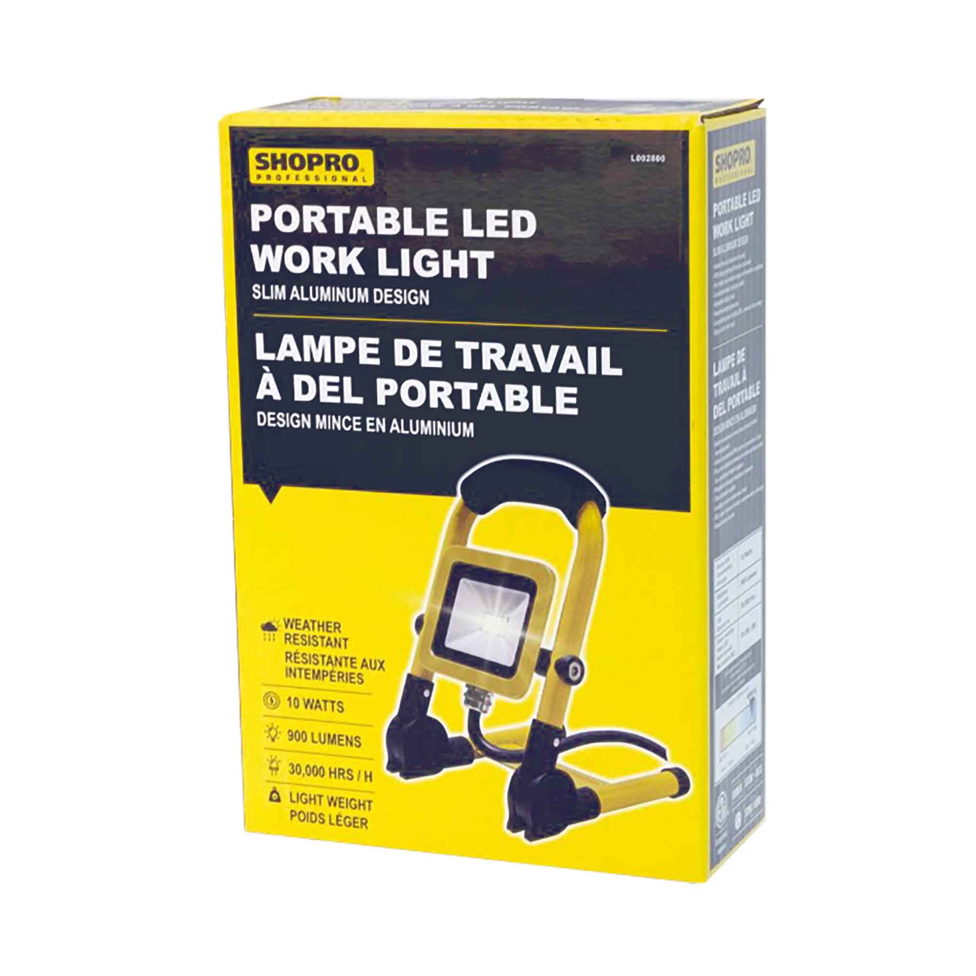 Lampe de travail à DEL portable, 10 Watts / 900 Lumens