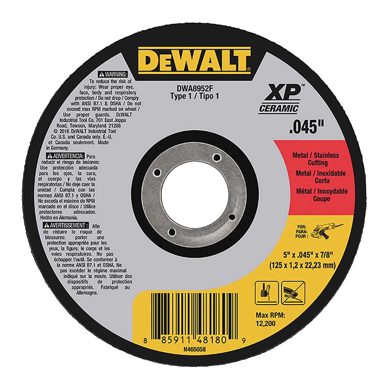 Disque à tronçonner pour métal en céramique XP, 5"