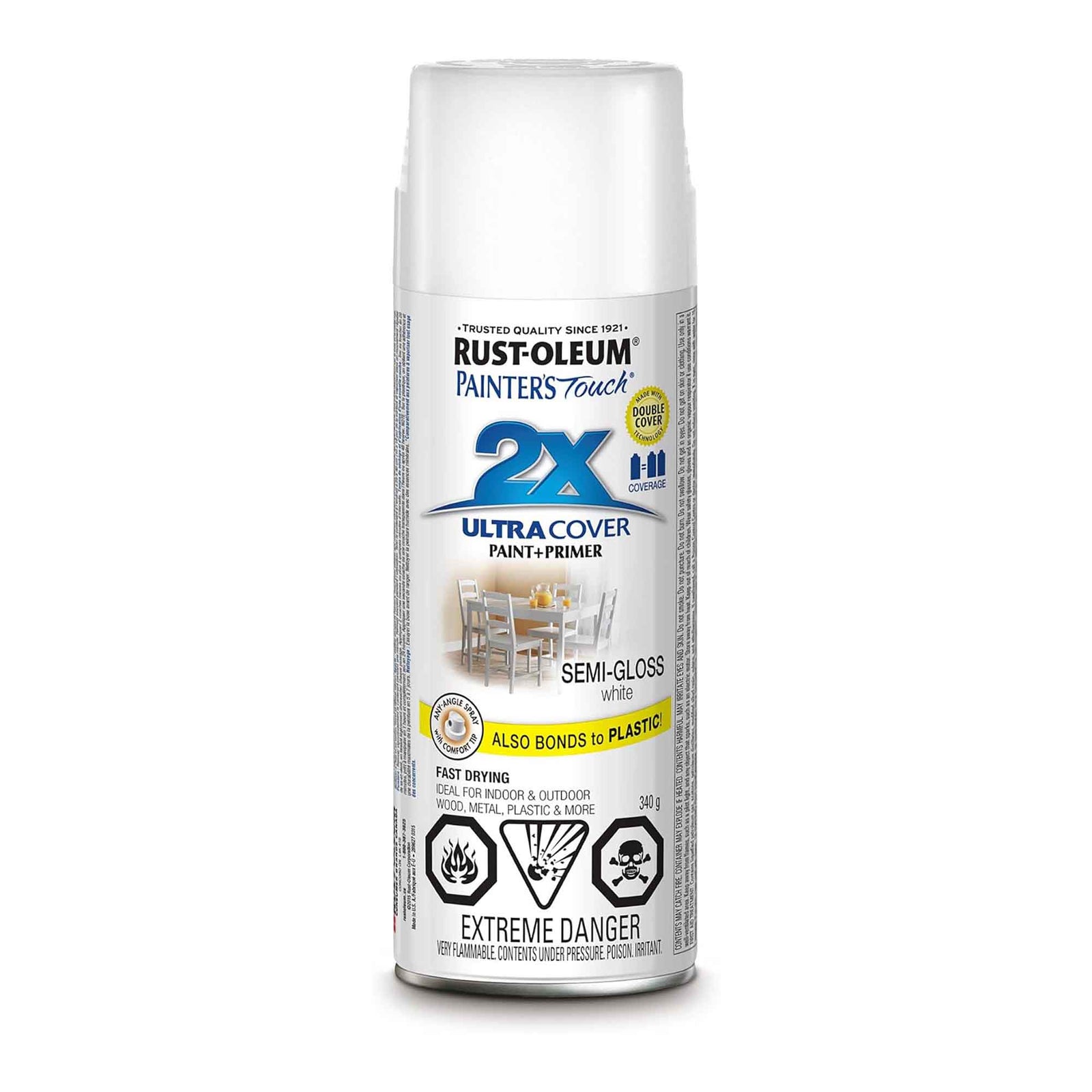 Peinture en aérosol à pouvoir couvrant élève Painter’s Touch blanc semi-lustré, 340 g