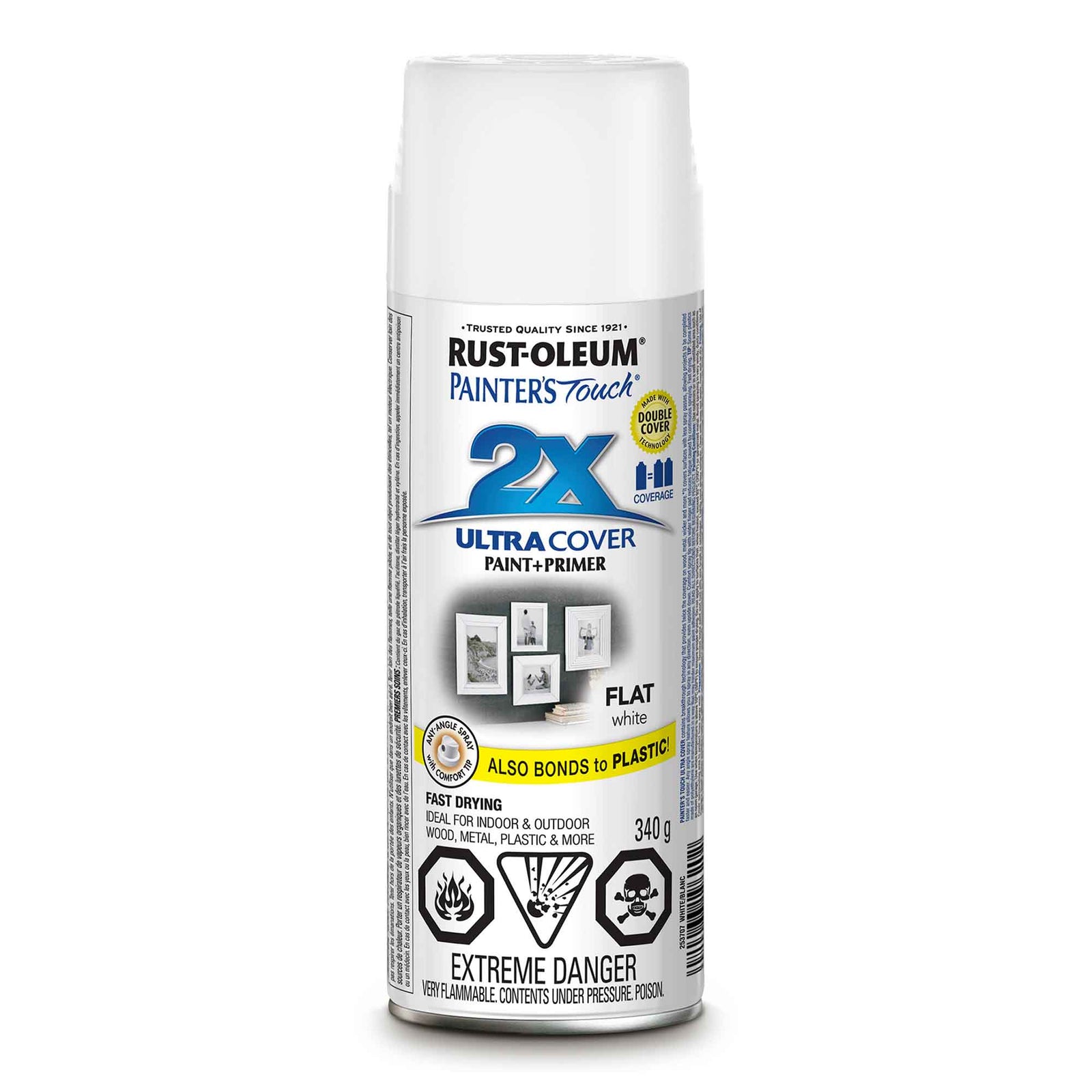 Peinture en aérosol à pouvoir couvrant élevé Painter’s Touch blanc mat, 340 g