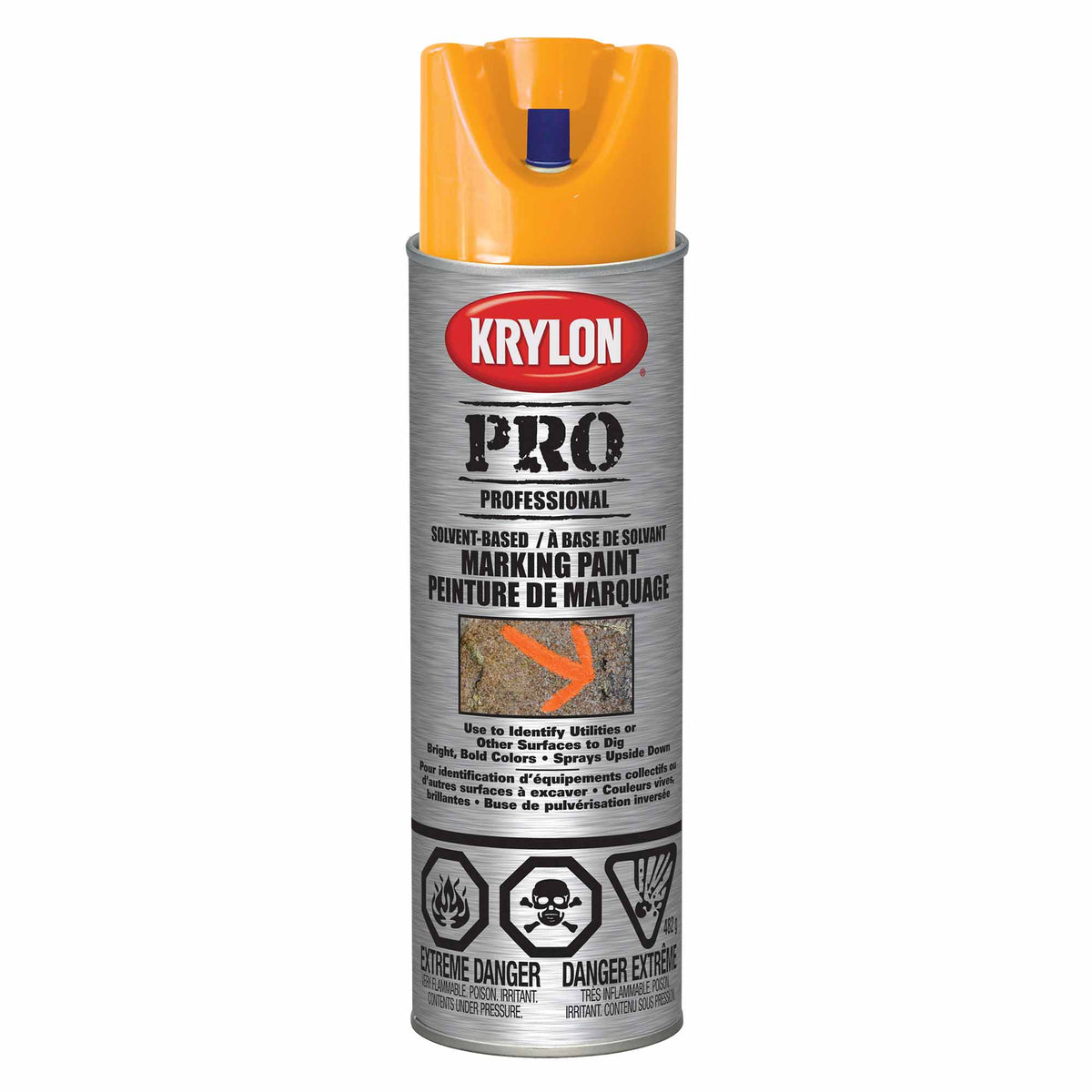 Krylon aérosol PRO peinture de marquage à base de solvant orange fluorescent, 482 g