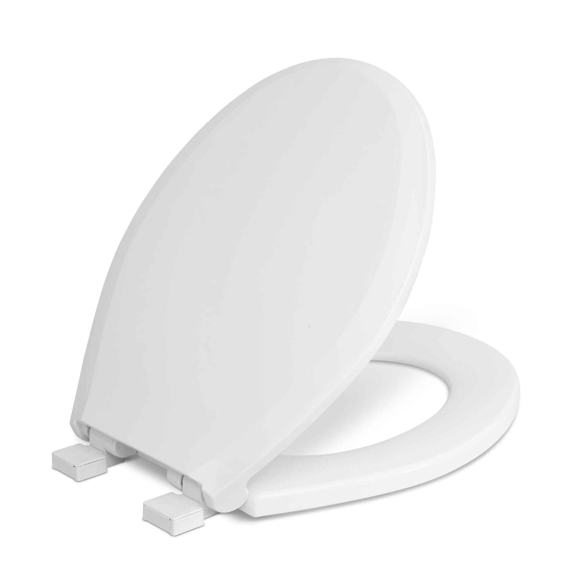 Siège de toilette standard rond et blanc à fermeture lente avec retrait facile, 16,5" x 14,4" x 2" 