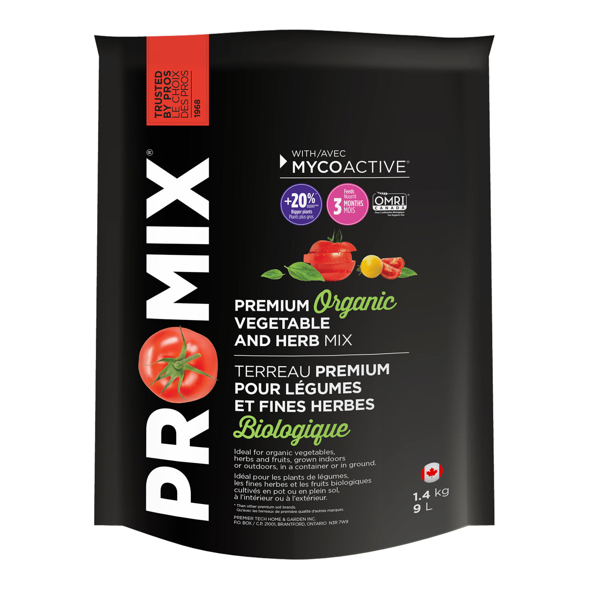 Terreau biologique pour légumes et fines herbes, 9 L