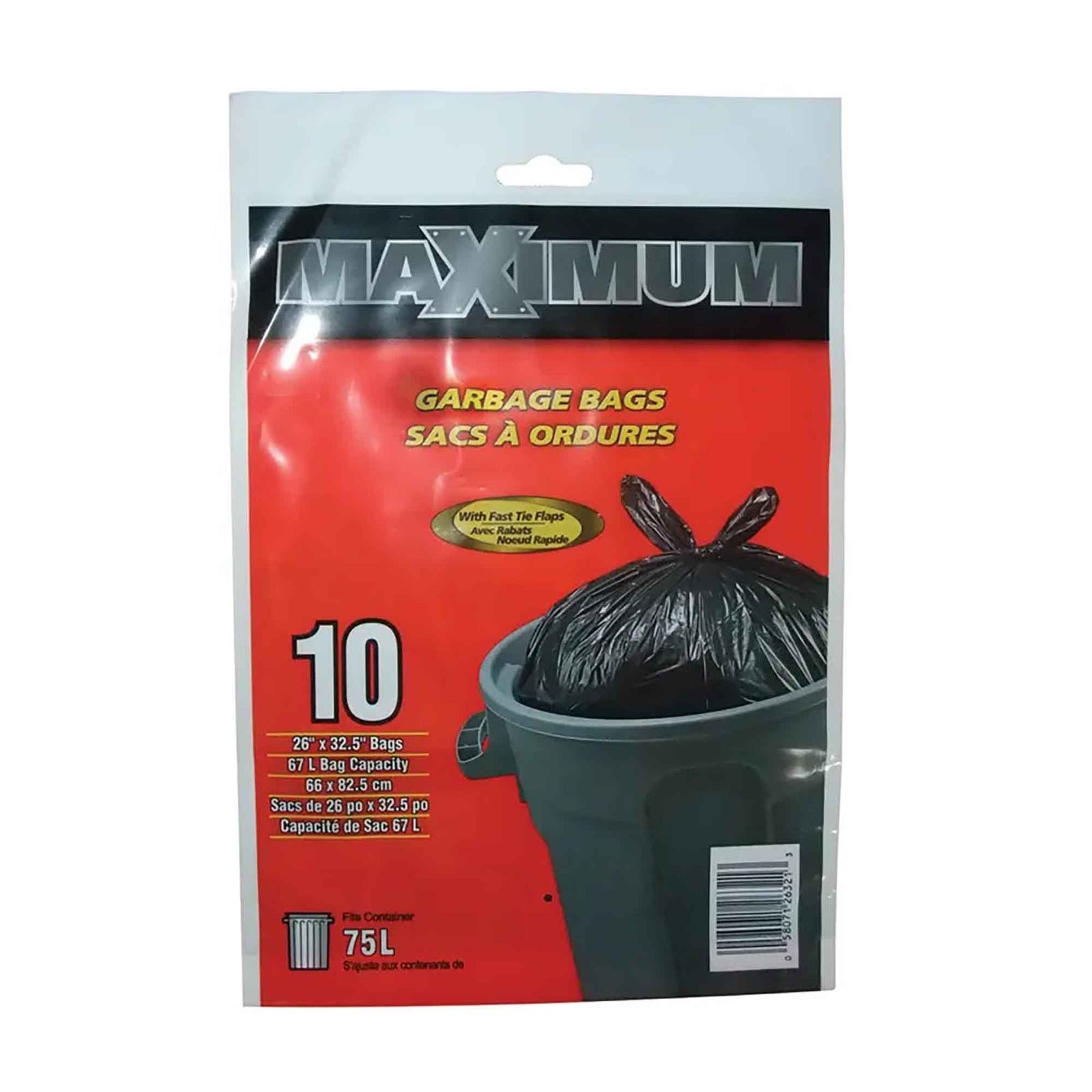 Sacs noirs à ordures, 26'' x 32,5'' (10 unités)