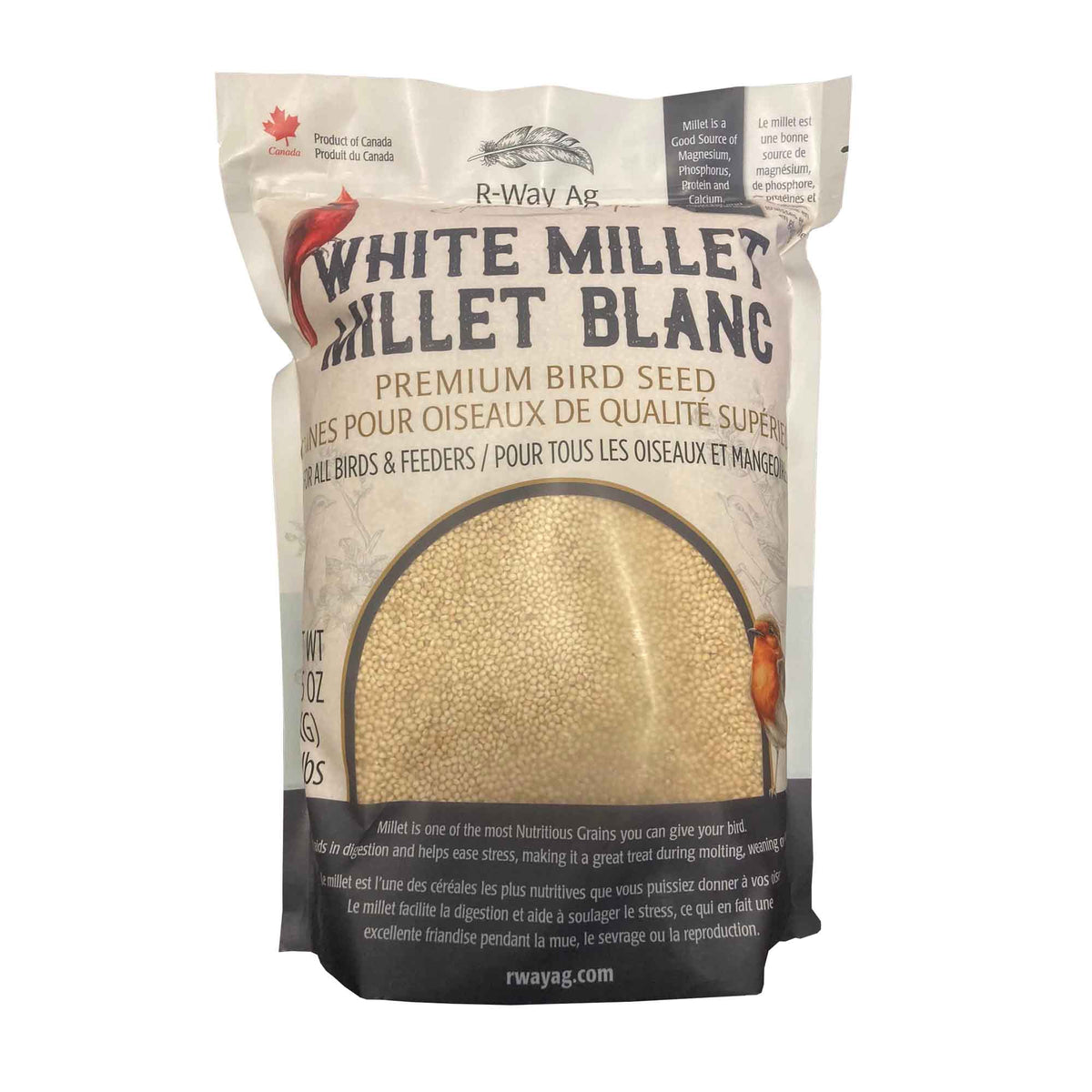 Graines de millet blanc de qualité supérieure pour oiseaux, 2 kg