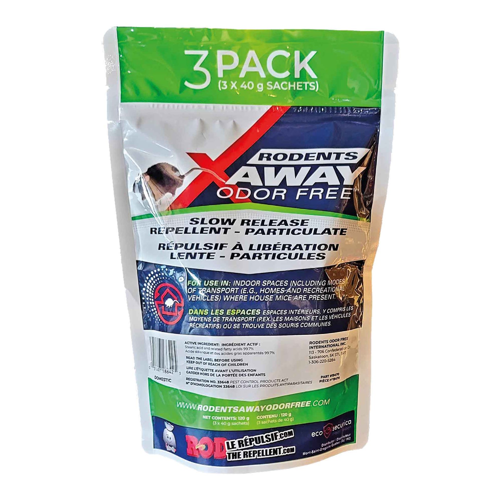 Répulsif à libération lente pour rongeurs, 3 sachets de 40 g 