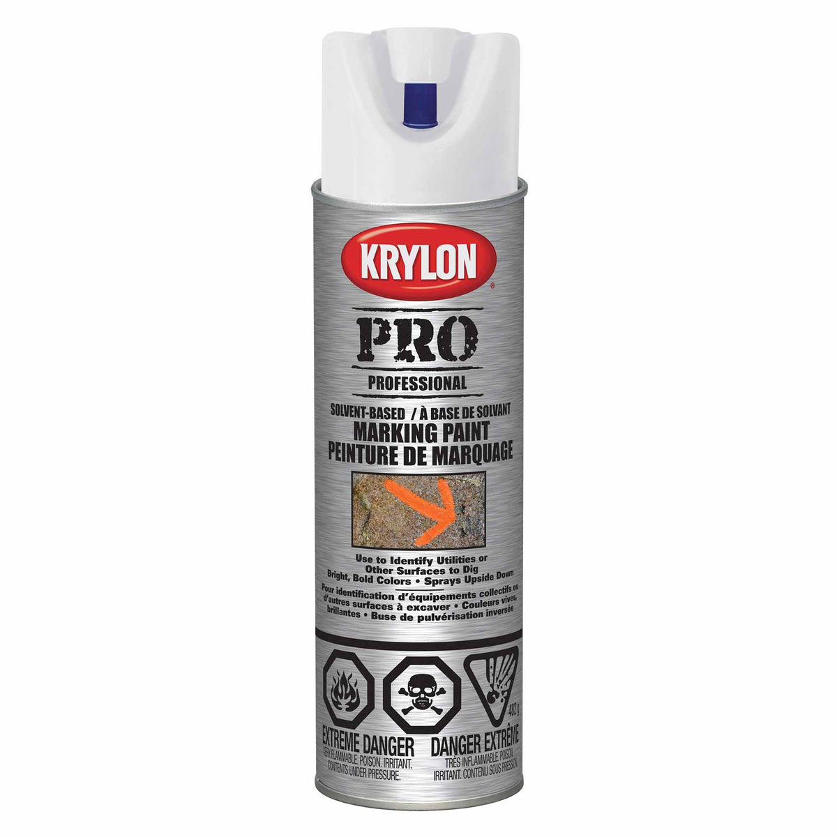 Krylon aérosol PRO peinture de marquage à base de solvant blanc APWA, 482 g