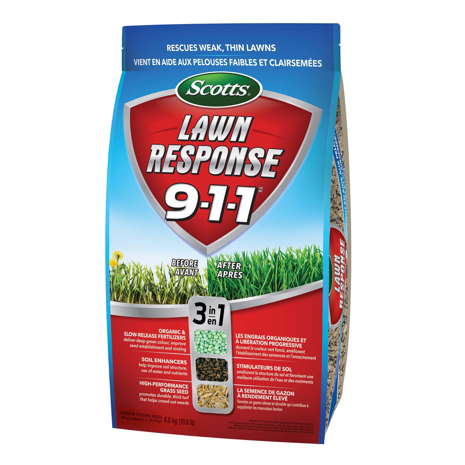Mélange d'engrais 3-en-1 Scotts Lawn Response 9-1-1, 4,8 kg