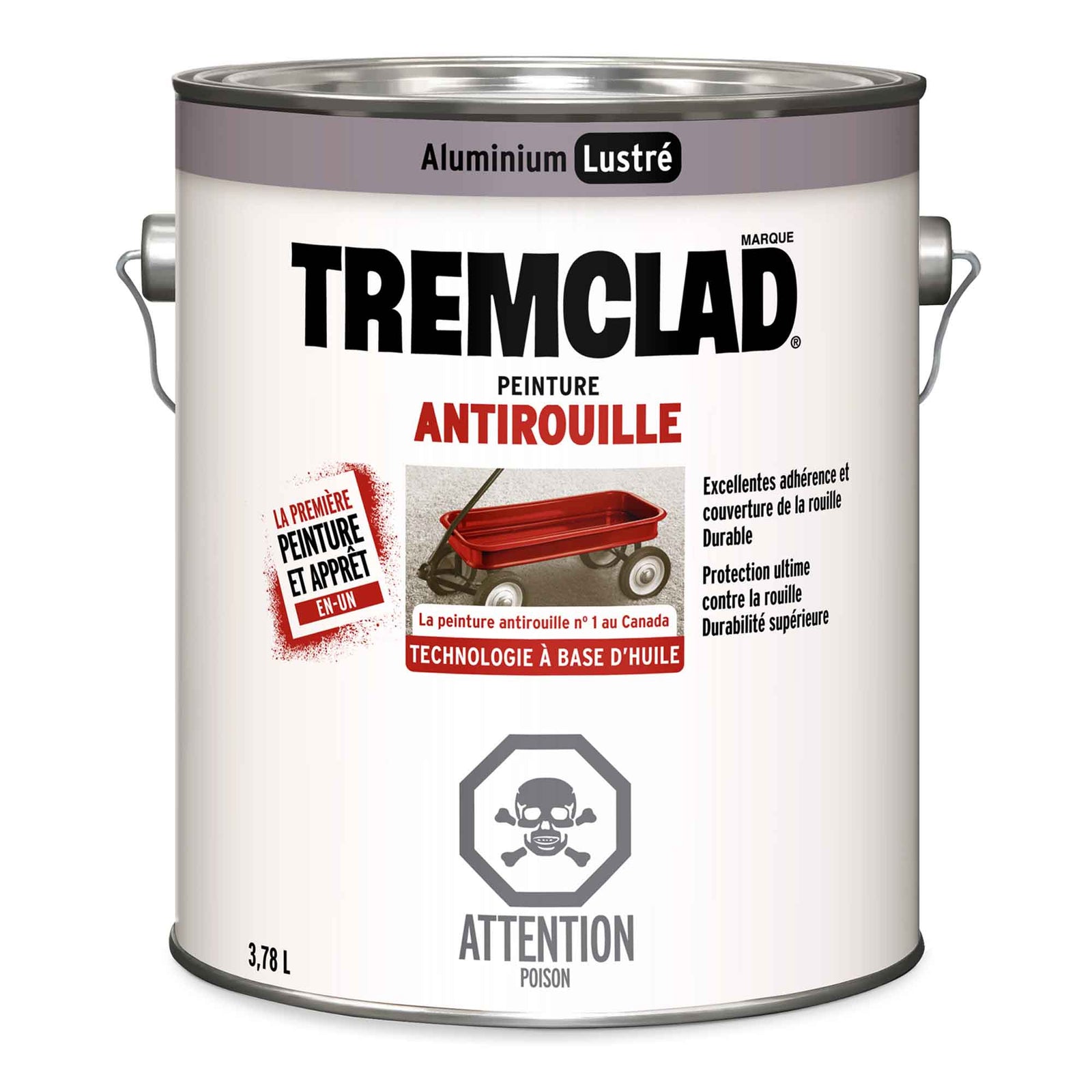 Tremclad peinture antirouille à base d'huile aluminium lustré, 3,78 L