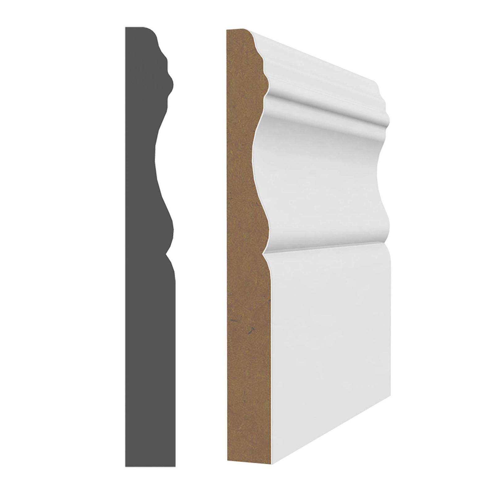 Plinthe en MDF avec apprêt blanc 1/2" x 4-1/8'' x 8'