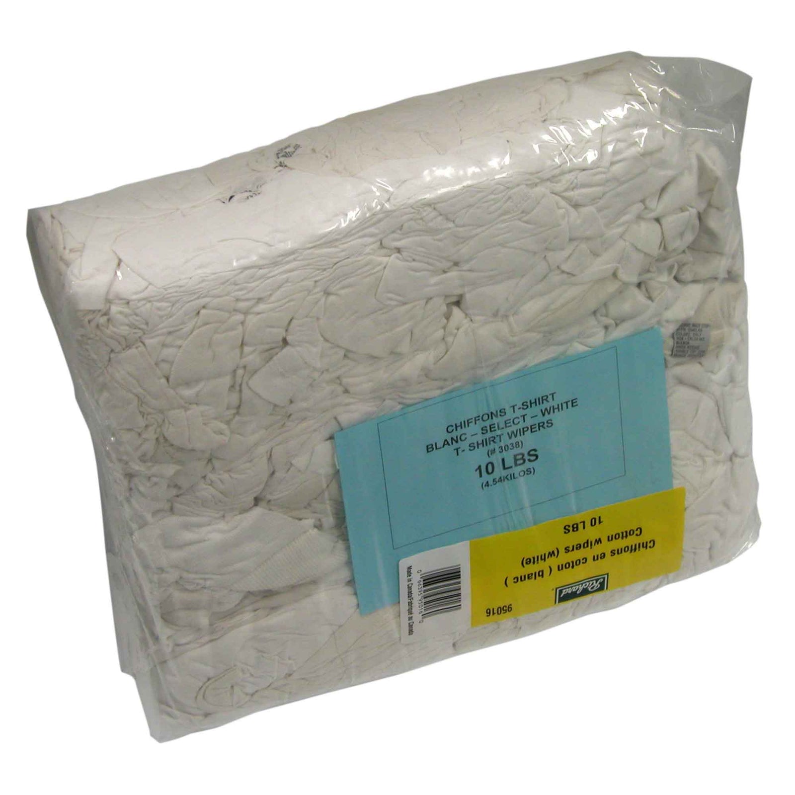 Chiffons de coton à partir de t-shirts blancs, 10 lb