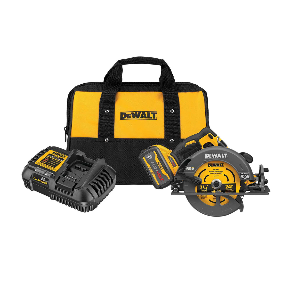 Scie circulaire sans fil sans balais FLEXVOLT 60V MAX 7 1/4" avec kit de frein