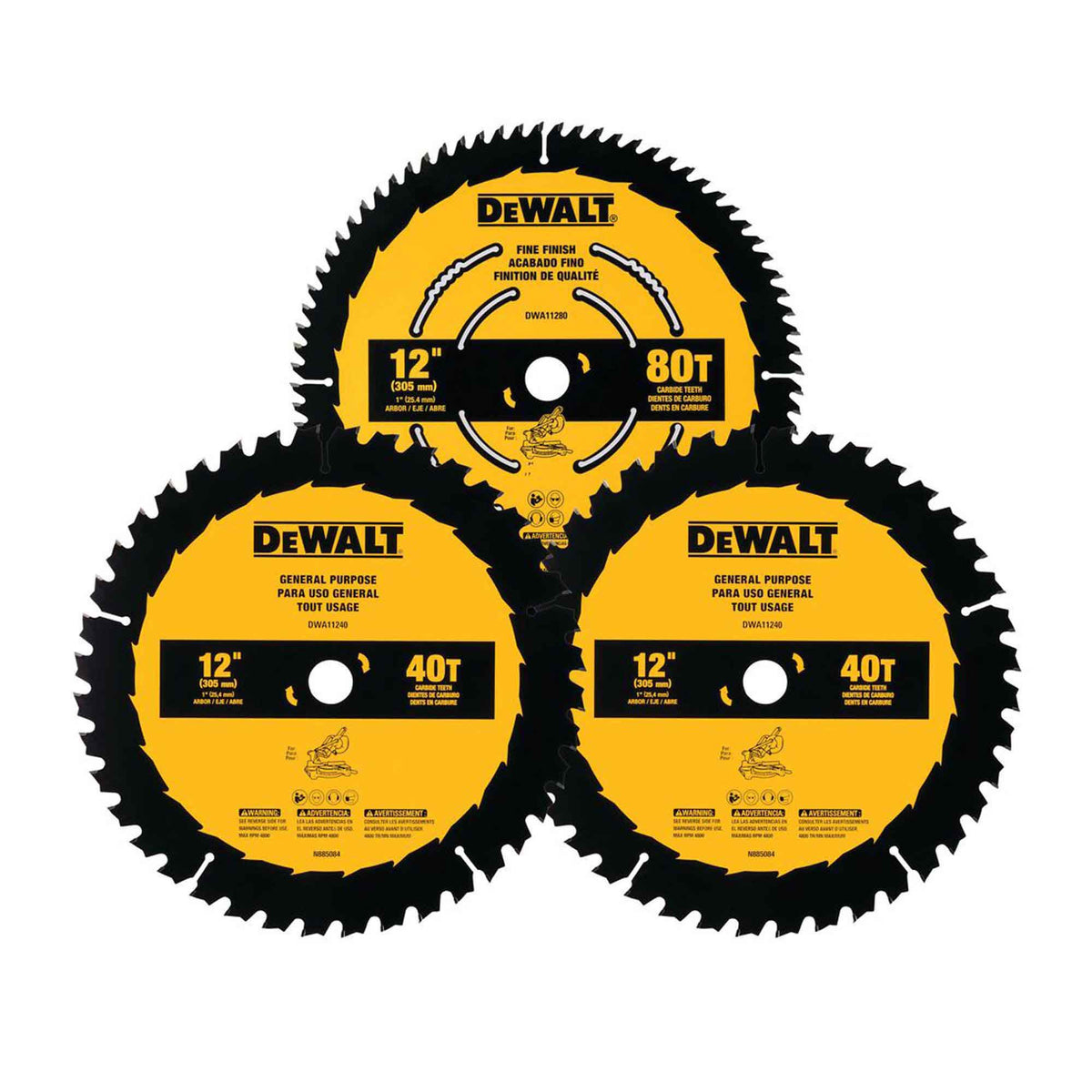 Ensemble de lames de scie circulaire 12", 3 unités