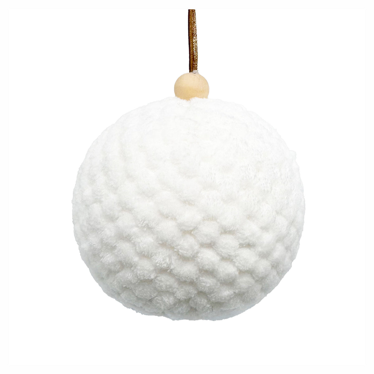 Décoration de boule en fausse fourrure blanche à suspendre, 4"
