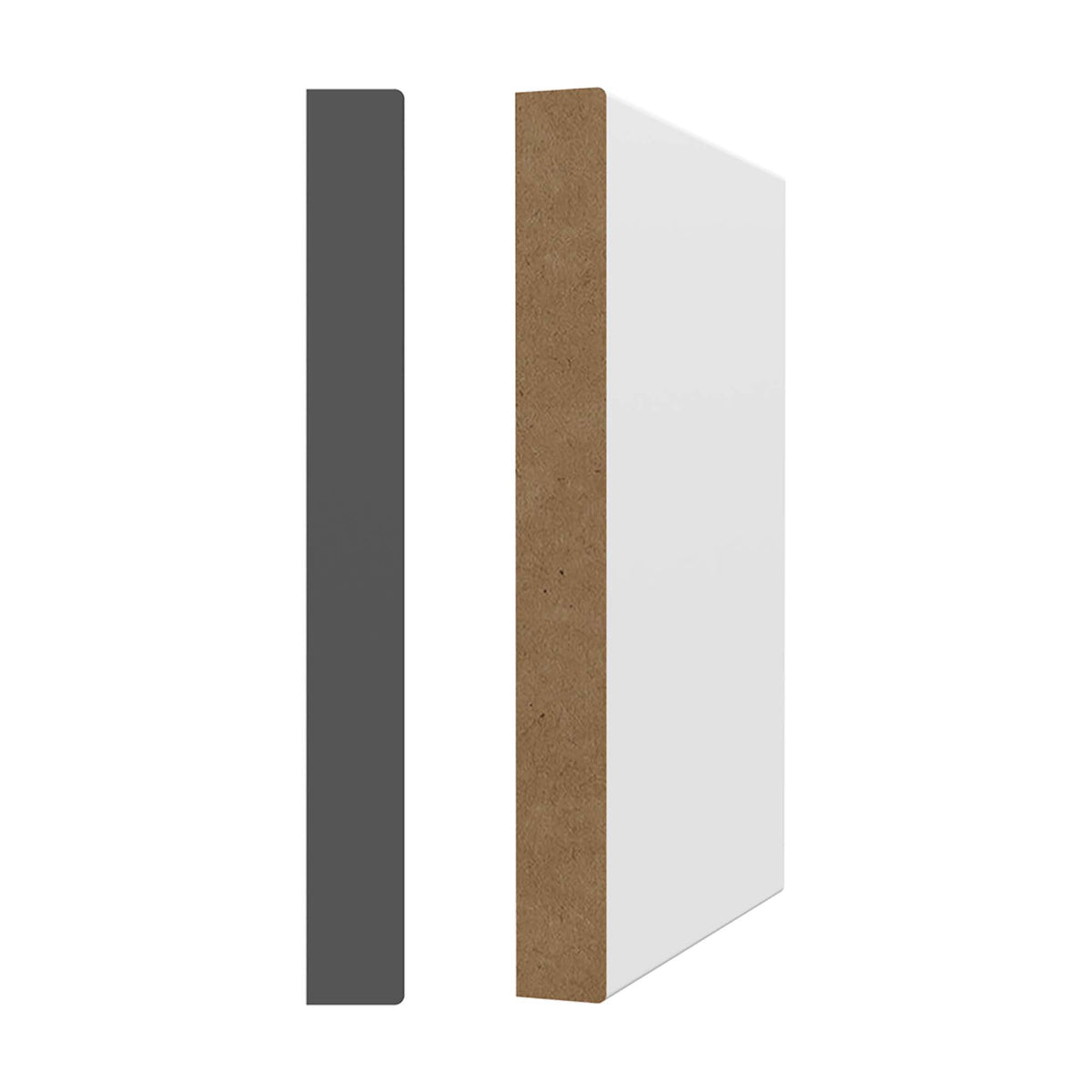 Plinthe en MDF avec apprêt blanc 5/8&#39;&#39;x5-1/2&#39;&#39;x8&#39;  