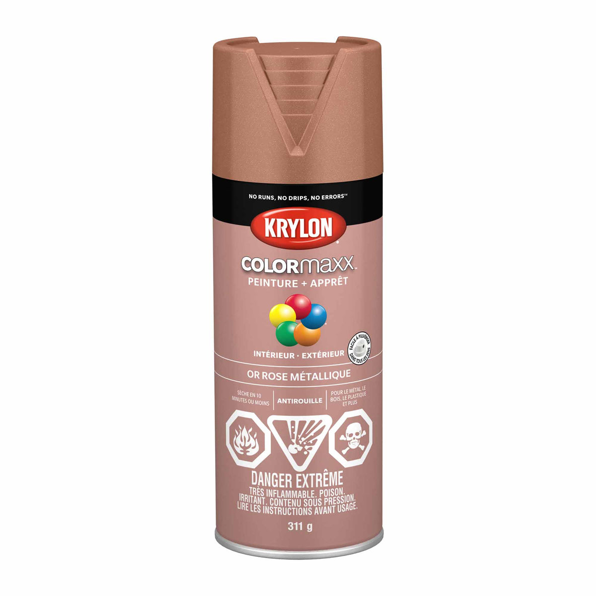 Krylon aérosol COLORMAXX peinture + apprêt or rose métallique, 311 g